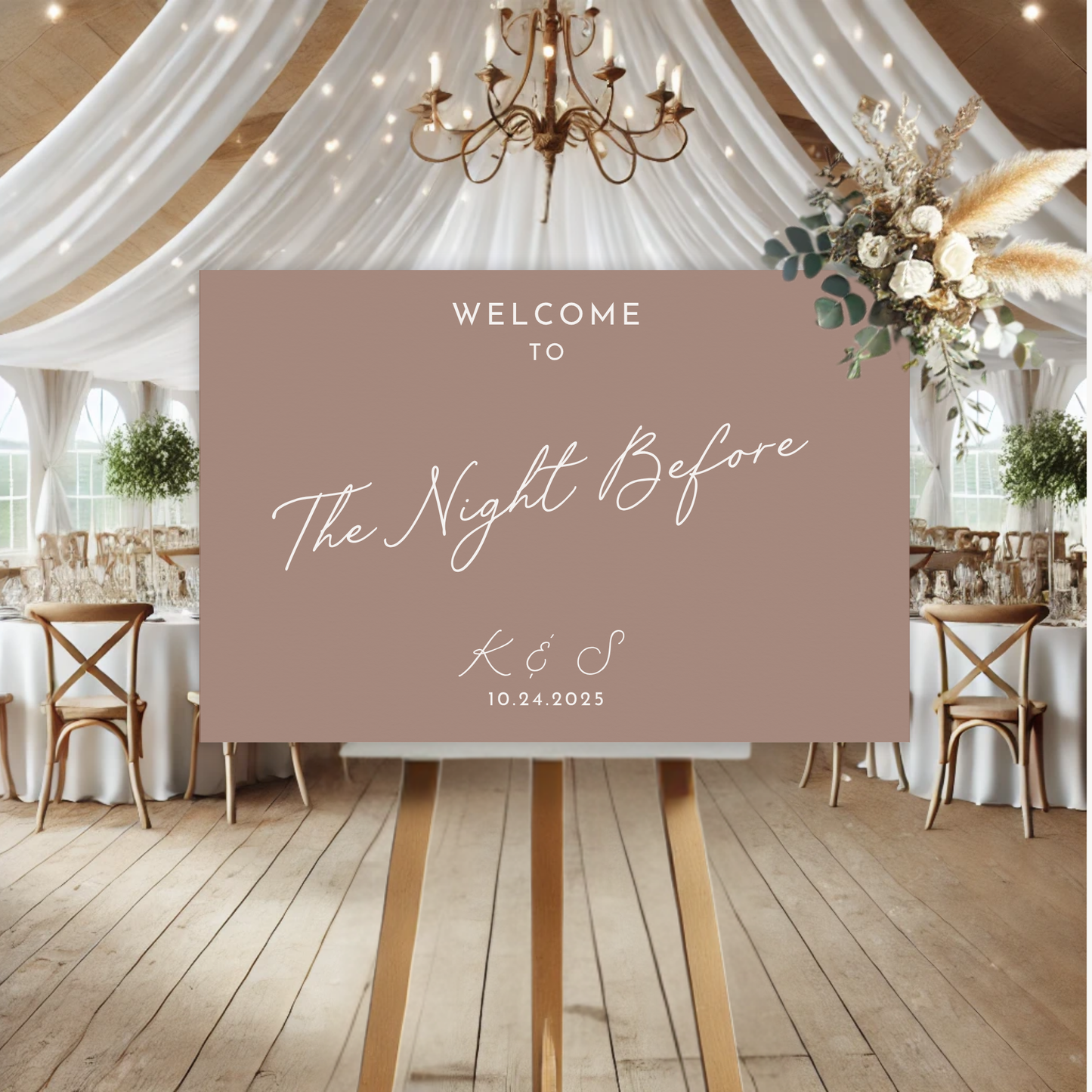 Minimal Modern The Night Before Rehearsal Dinner Welcome Sign