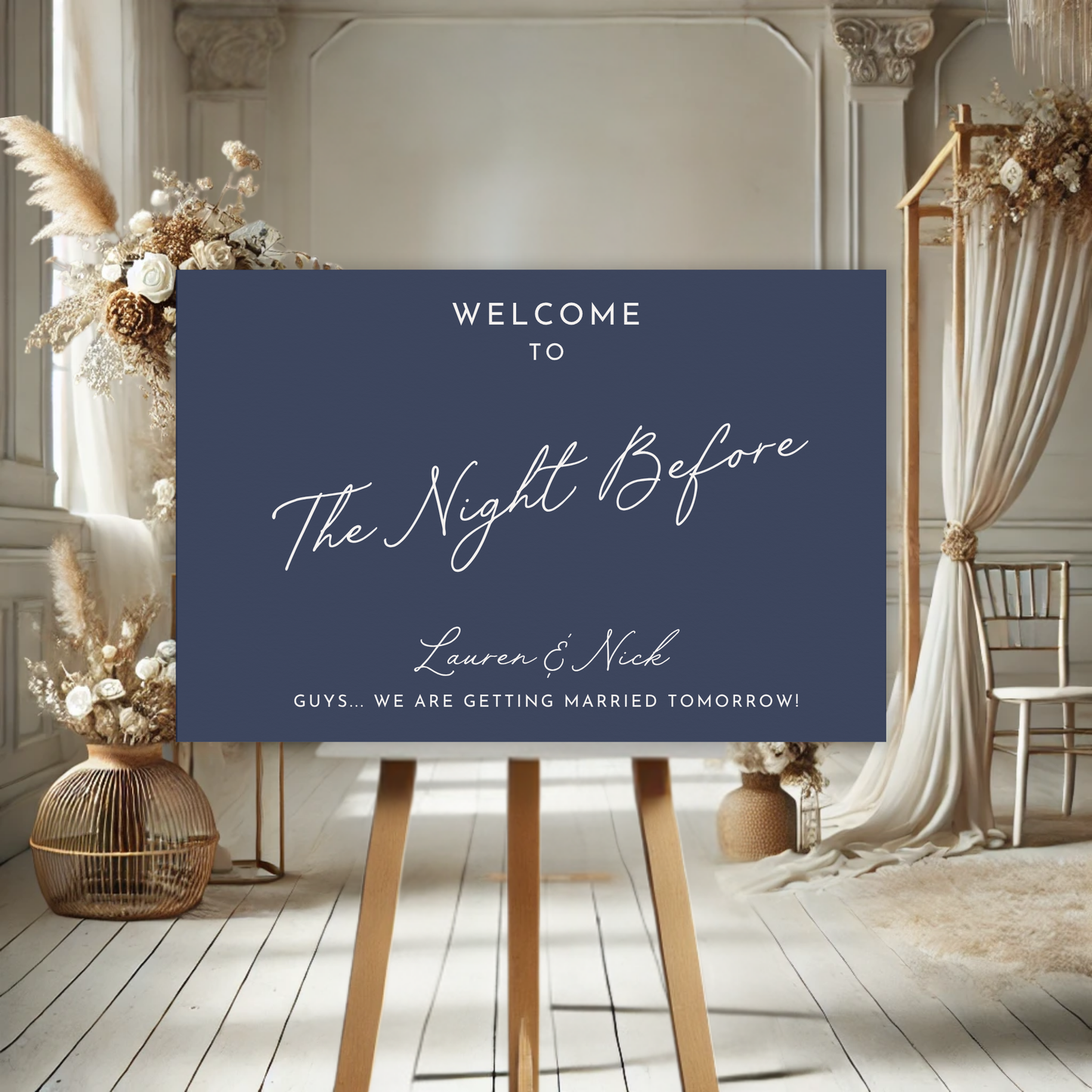 Minimal Modern The Night Before Rehearsal Dinner Welcome Sign