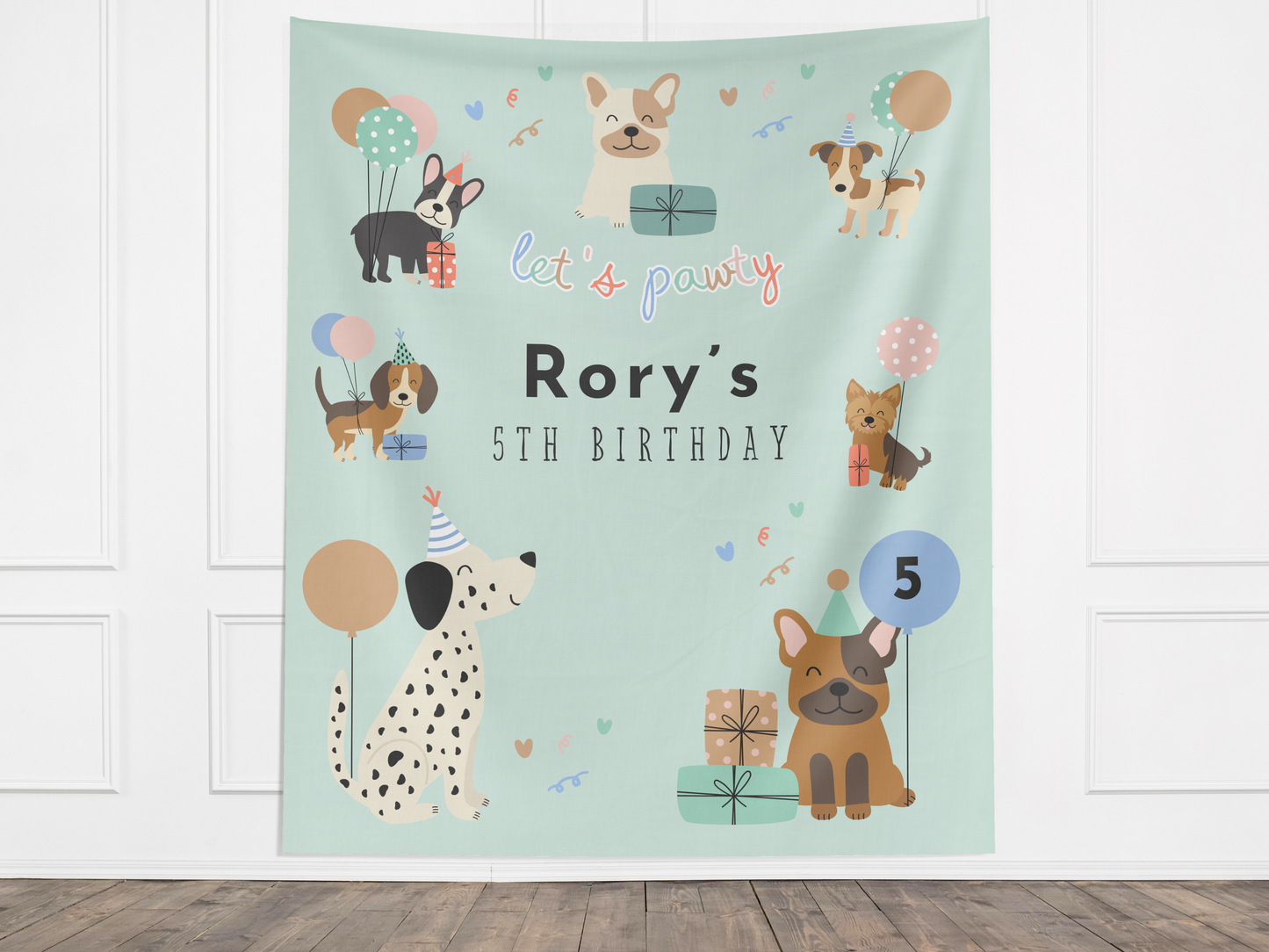 Puppy Pawty Birthday Custom Banner Backdrop