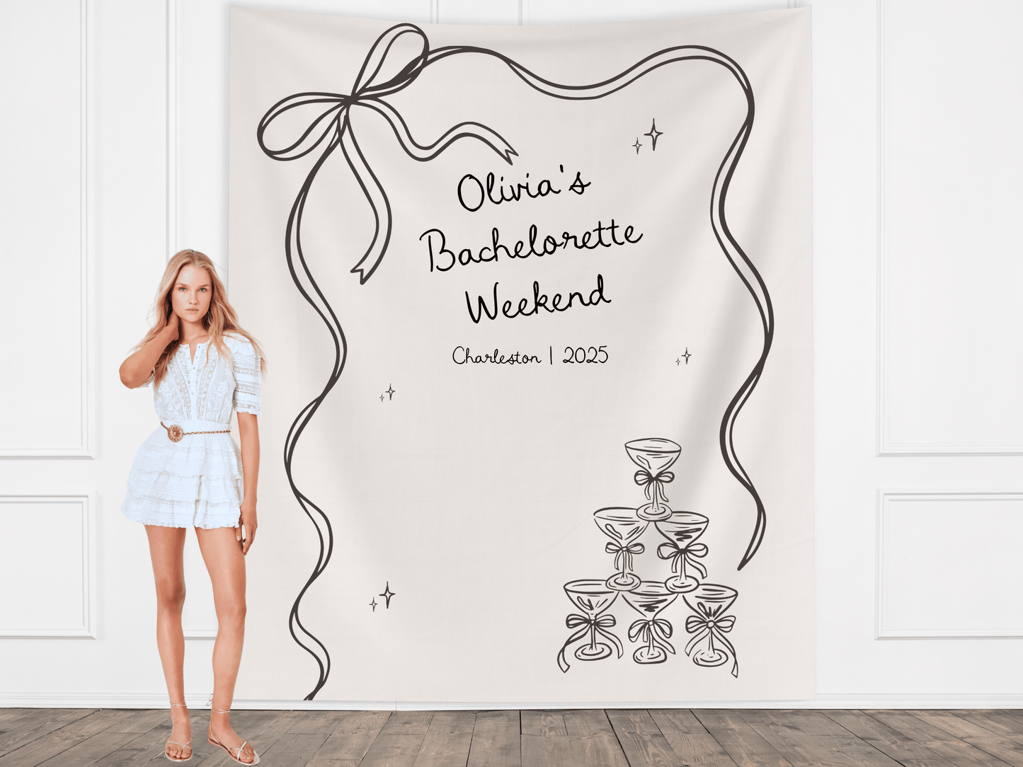 Bow & Champagne Custom Banner
