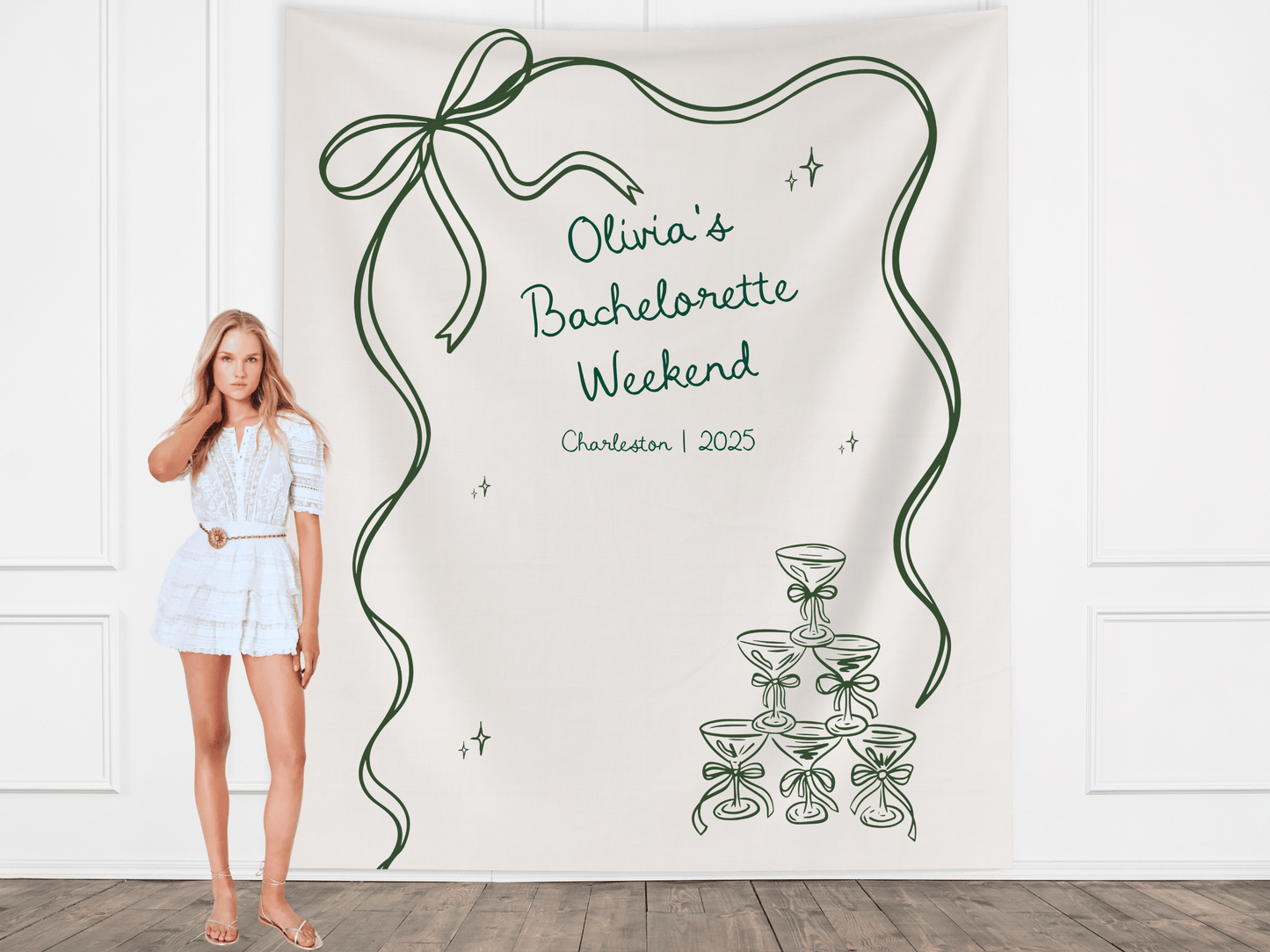 Bow & Champagne Custom Banner