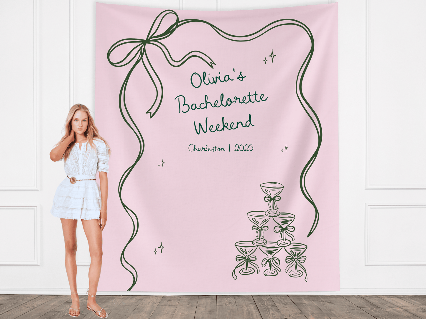 Bow & Champagne Custom Banner
