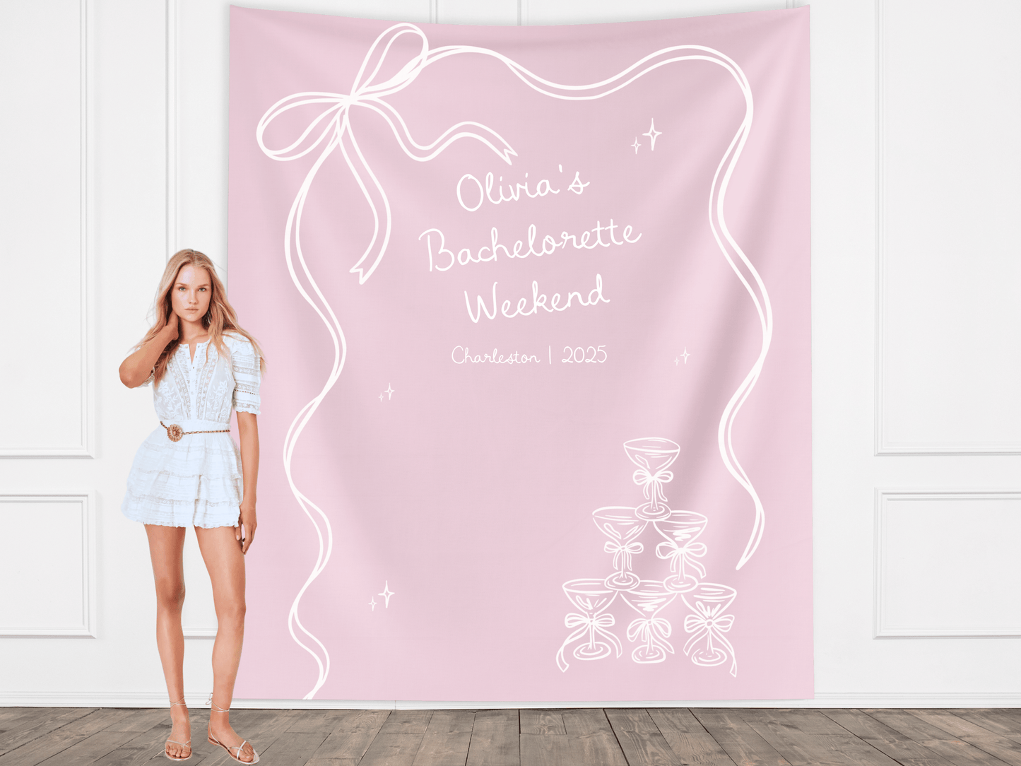 Bow & Champagne Custom Banner
