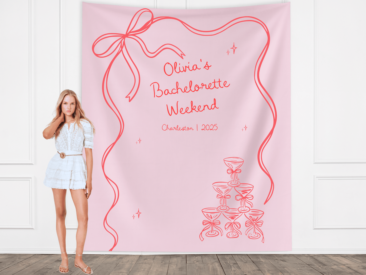 Bow & Champagne Custom Banner