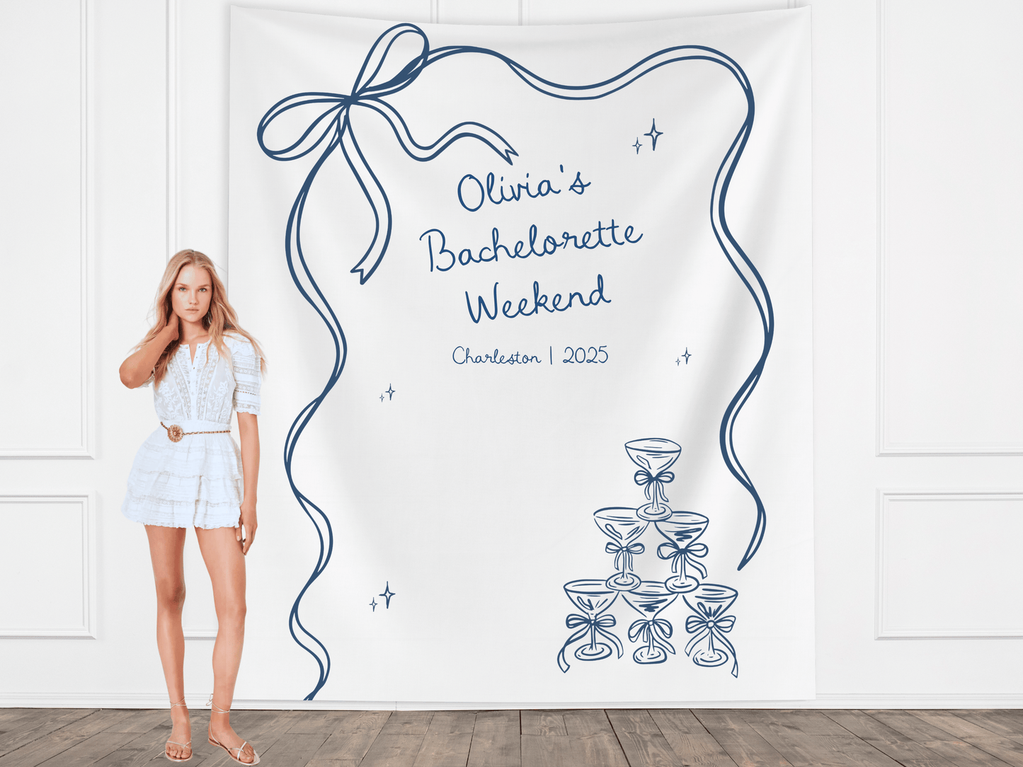 Bow & Champagne Custom Banner