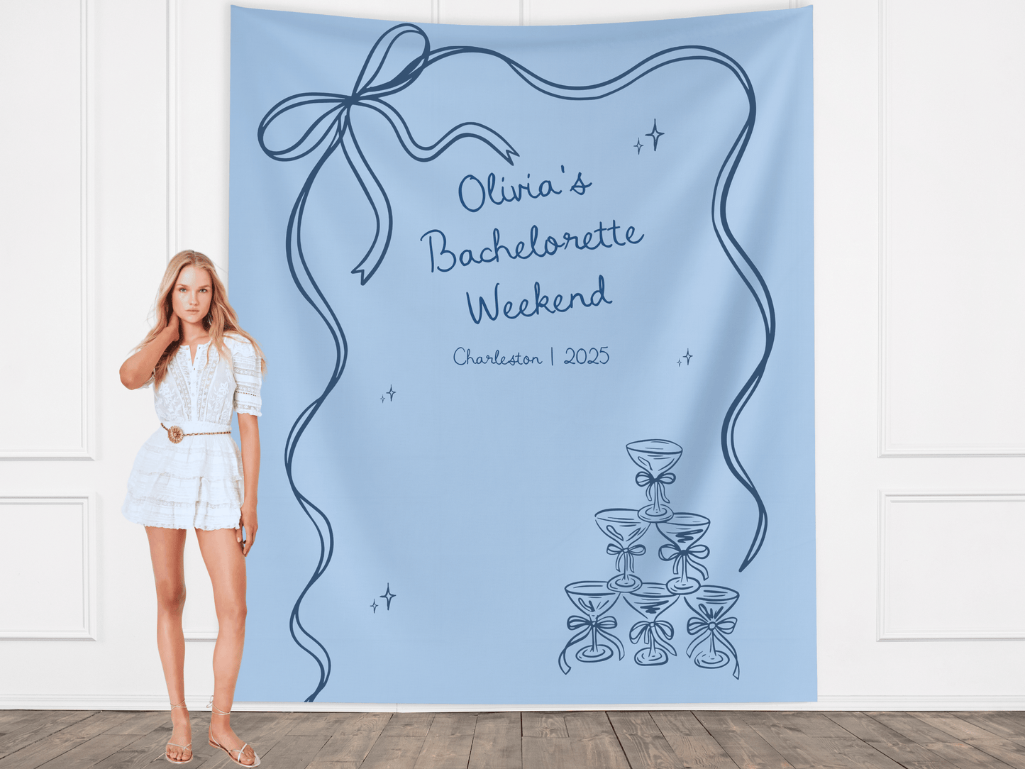 Bow & Champagne Custom Banner