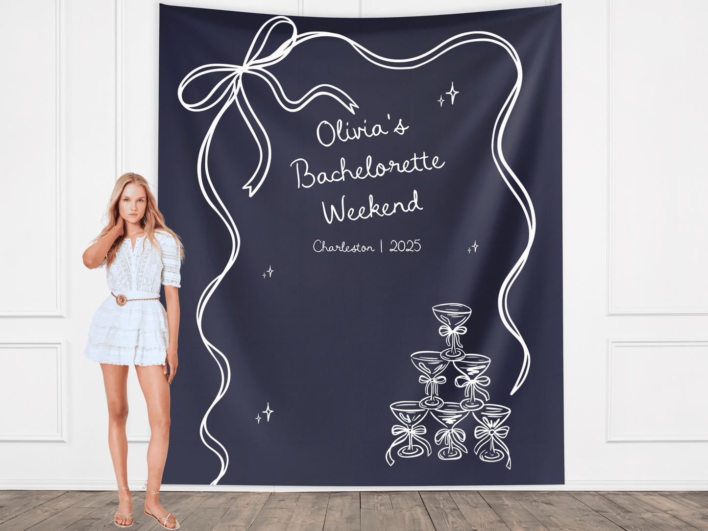 Bow & Champagne Custom Banner