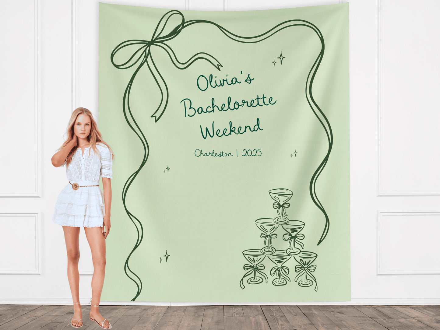 Bow & Champagne Custom Banner