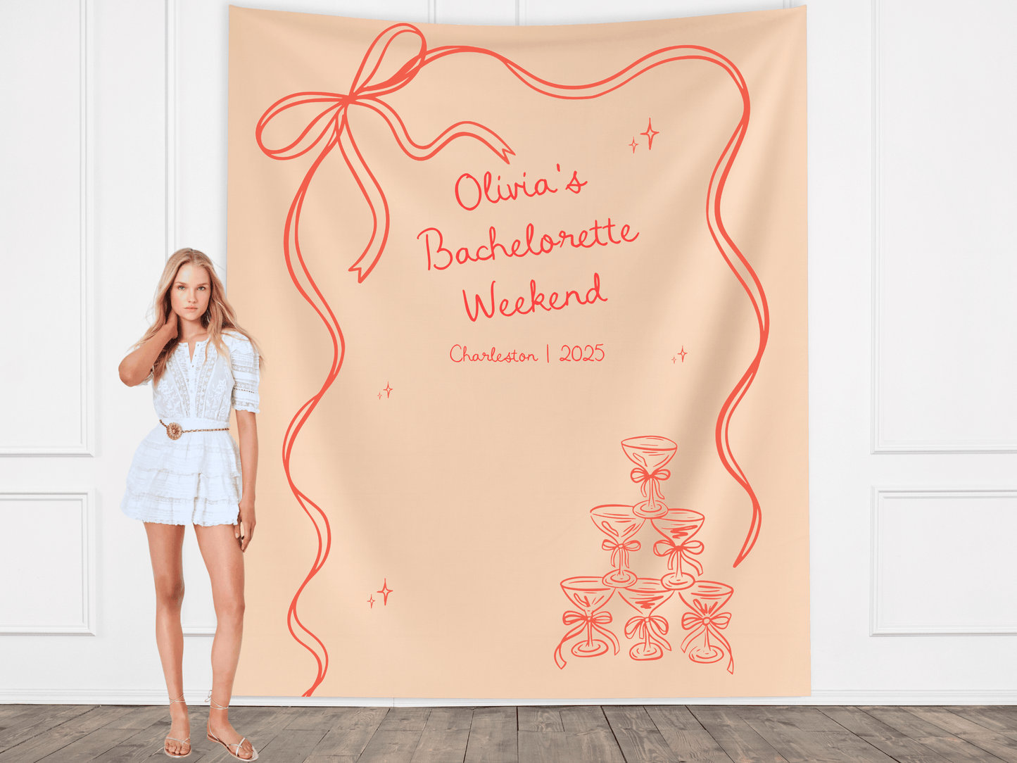 Bow & Champagne Custom Banner