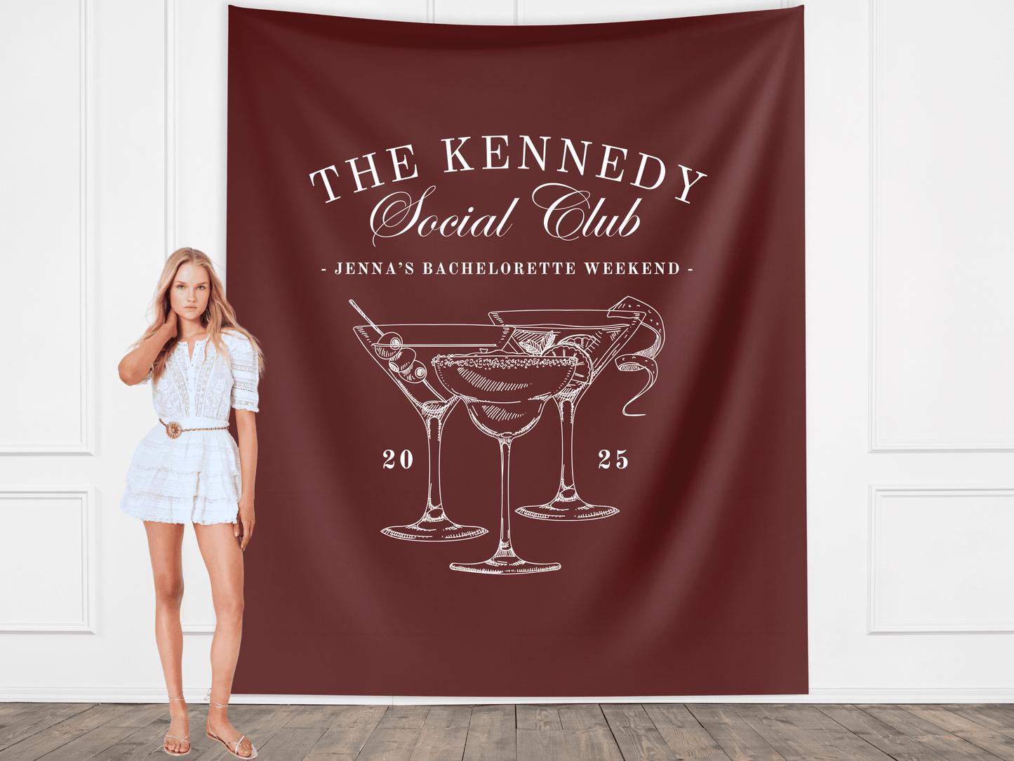 Luxury Custom Bachelorette Social Club Banner Backdrop