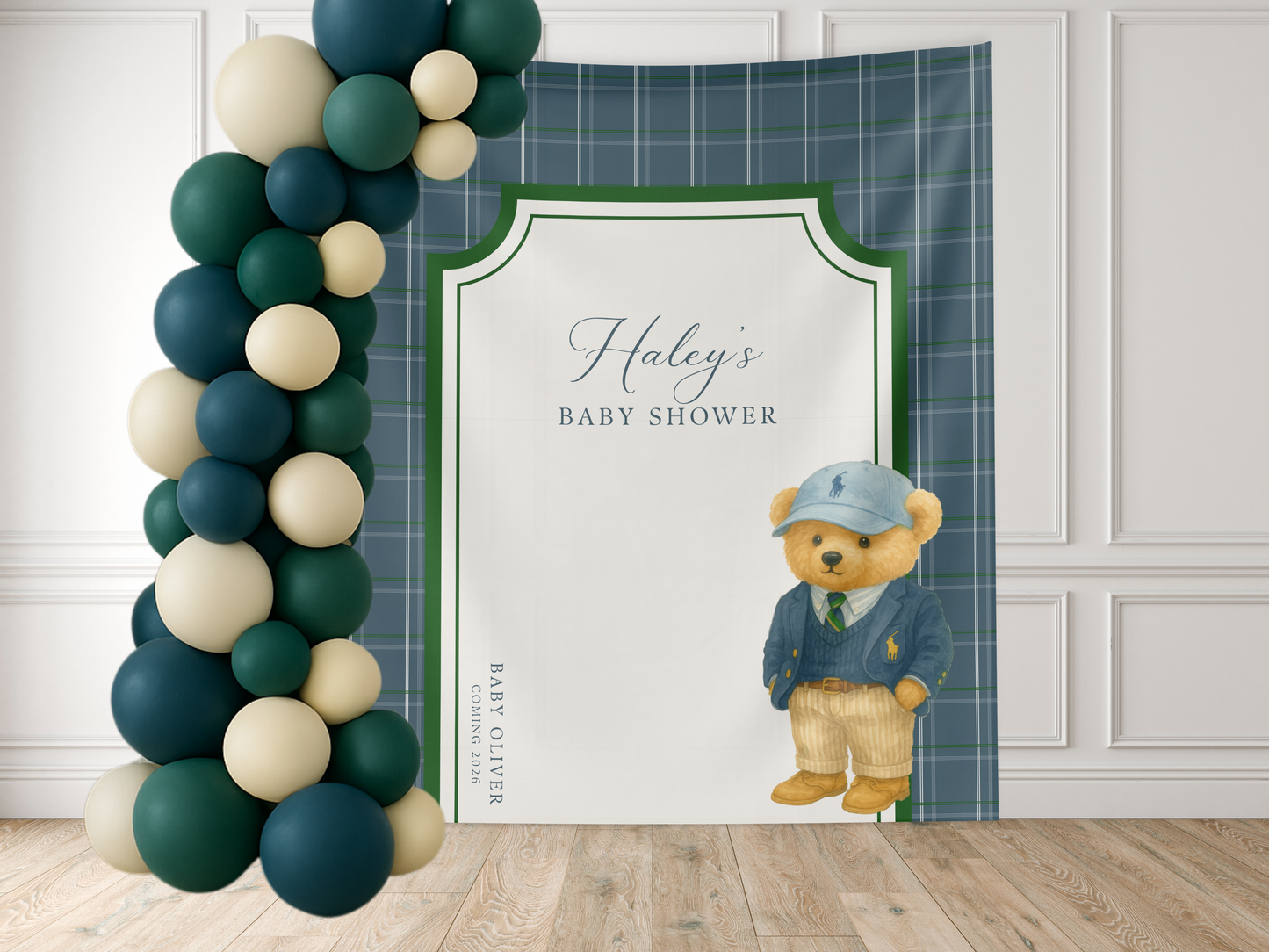 Preppy Teddy Bear Baby Shower Banner