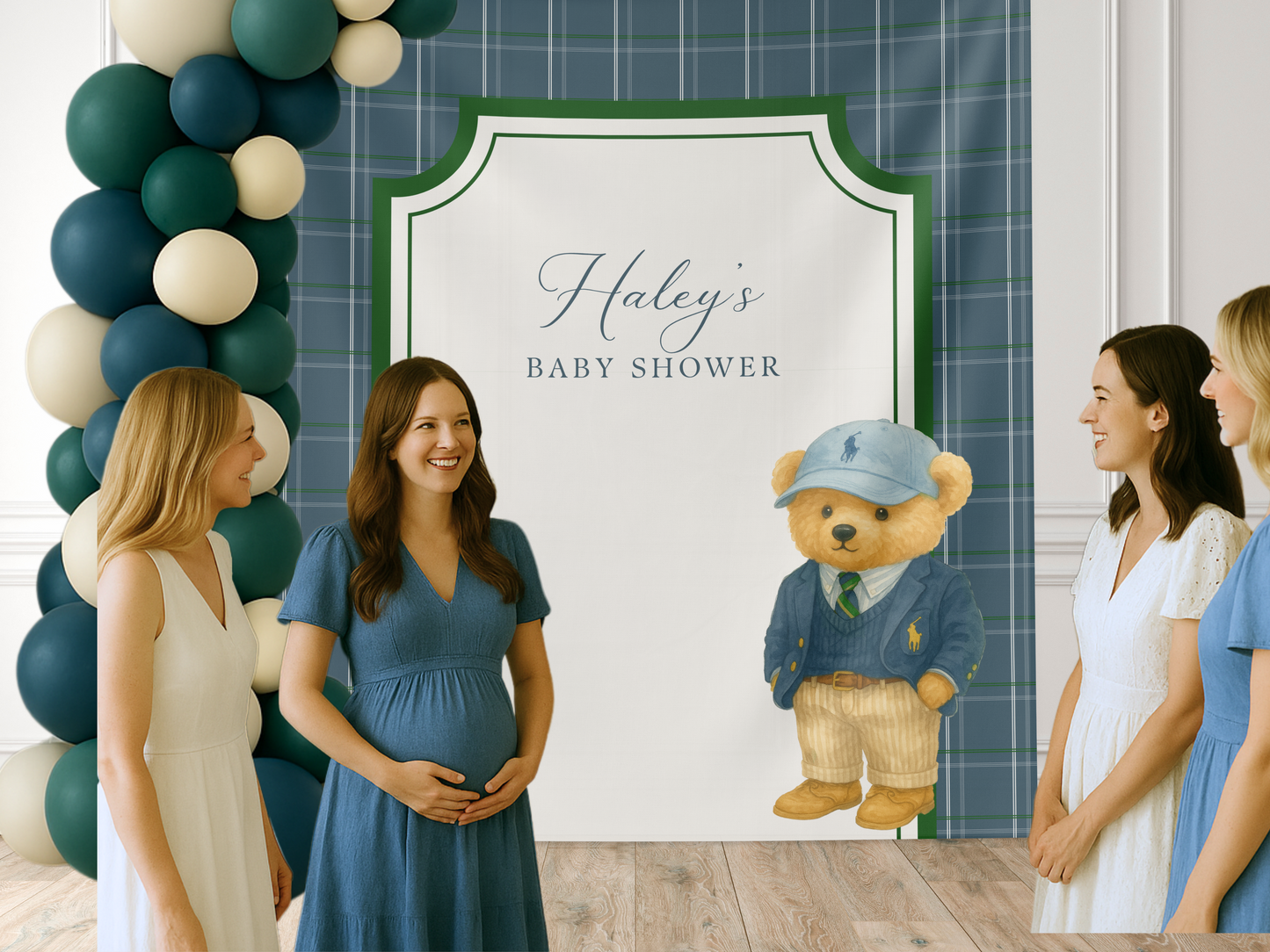 Preppy Teddy Bear Baby Shower Banner