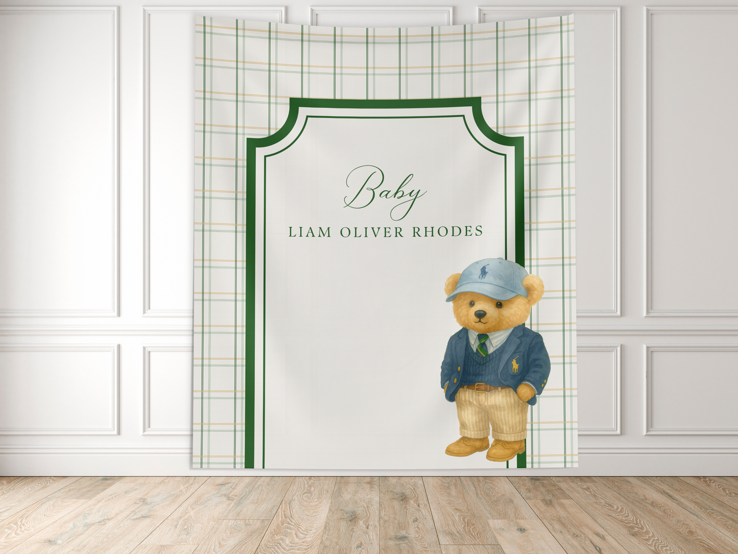 Preppy Teddy Bear Baby Shower Banner