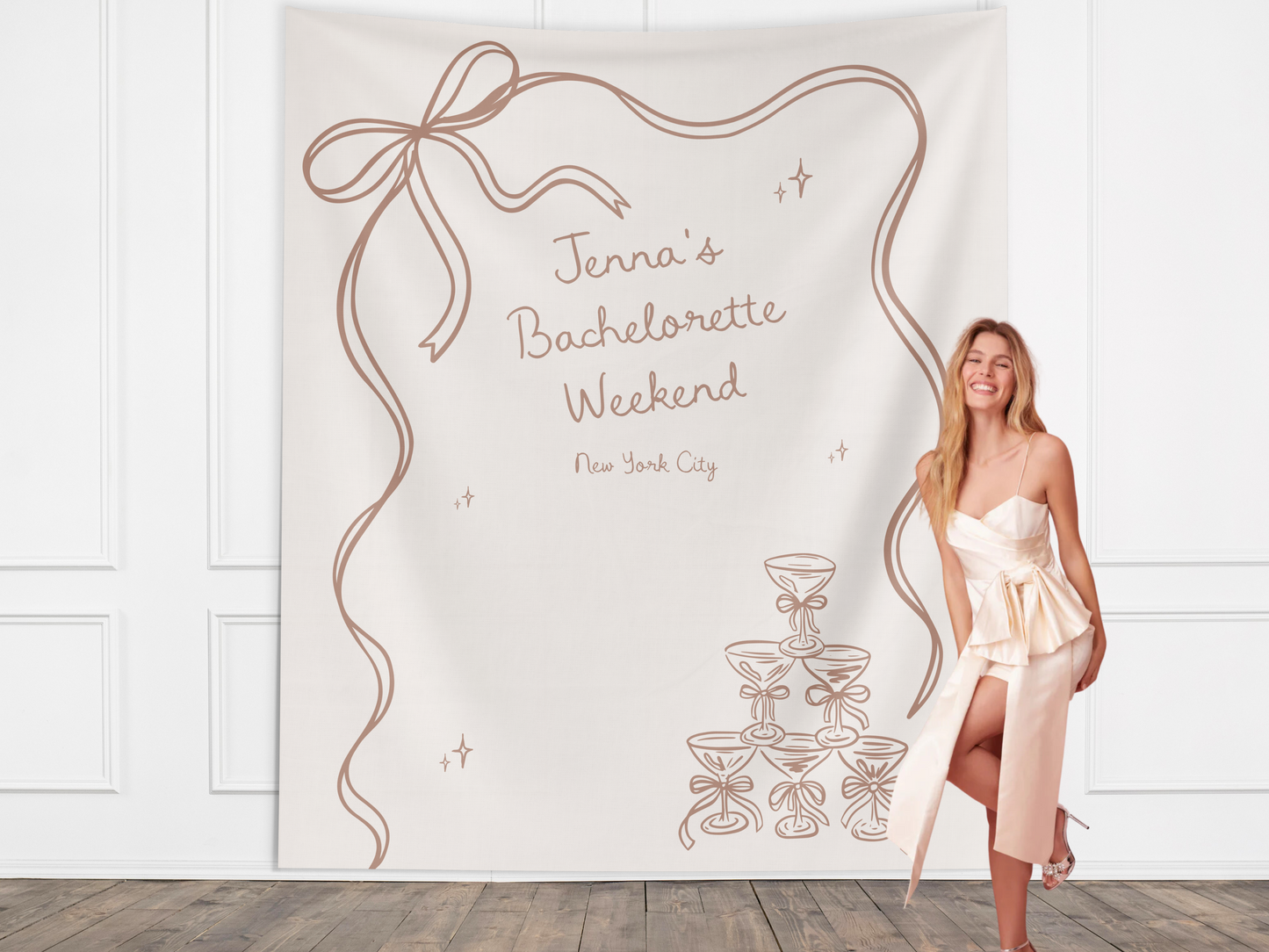 Bow & Champagne Custom Banner
