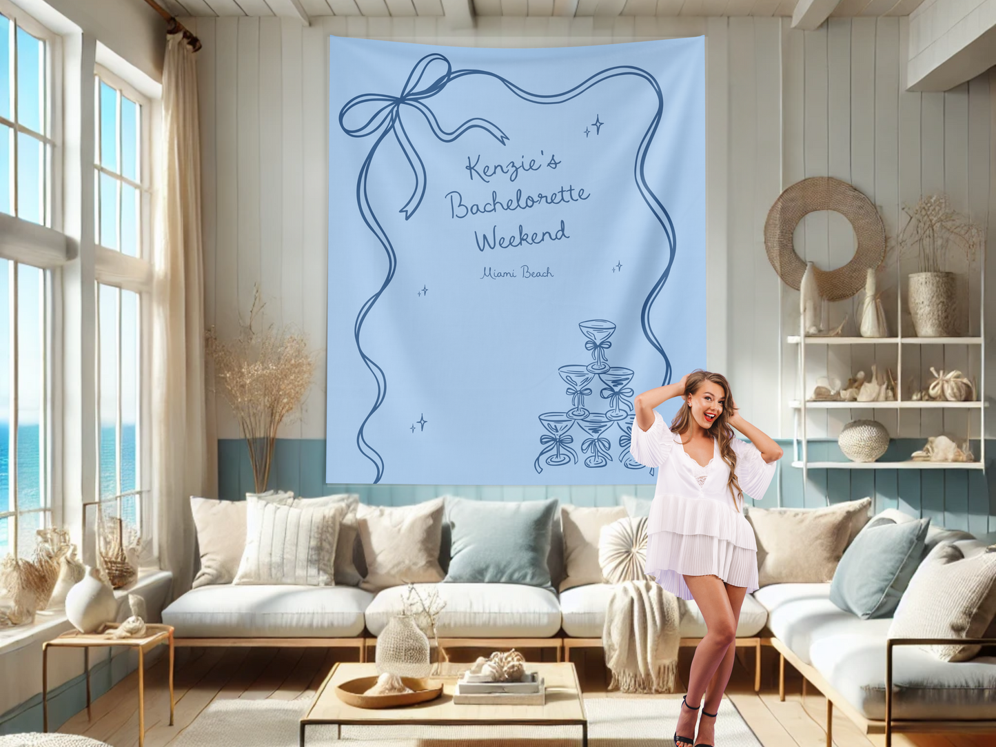 Bow & Champagne Custom Banner