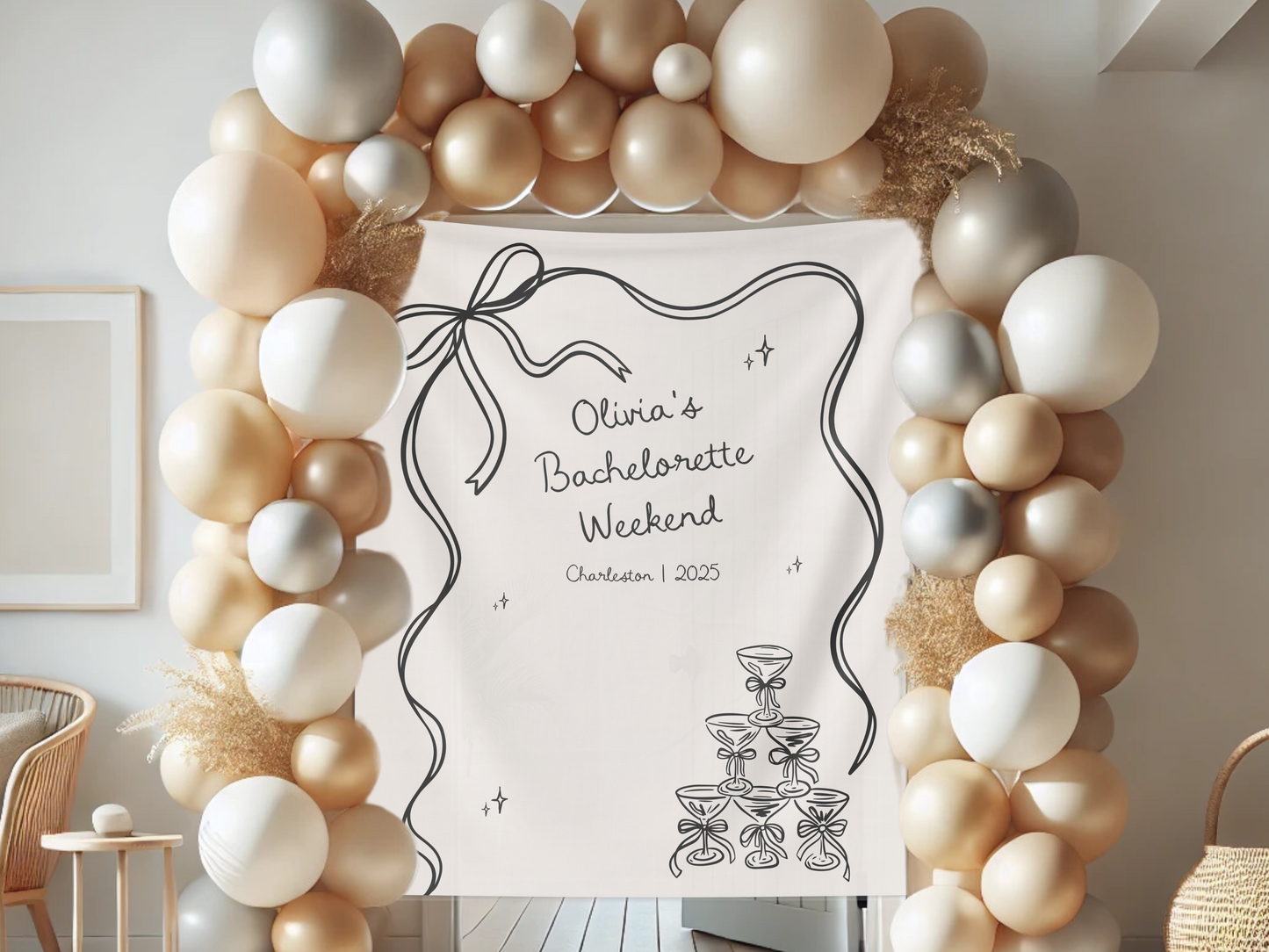 Bow & Champagne Custom Banner