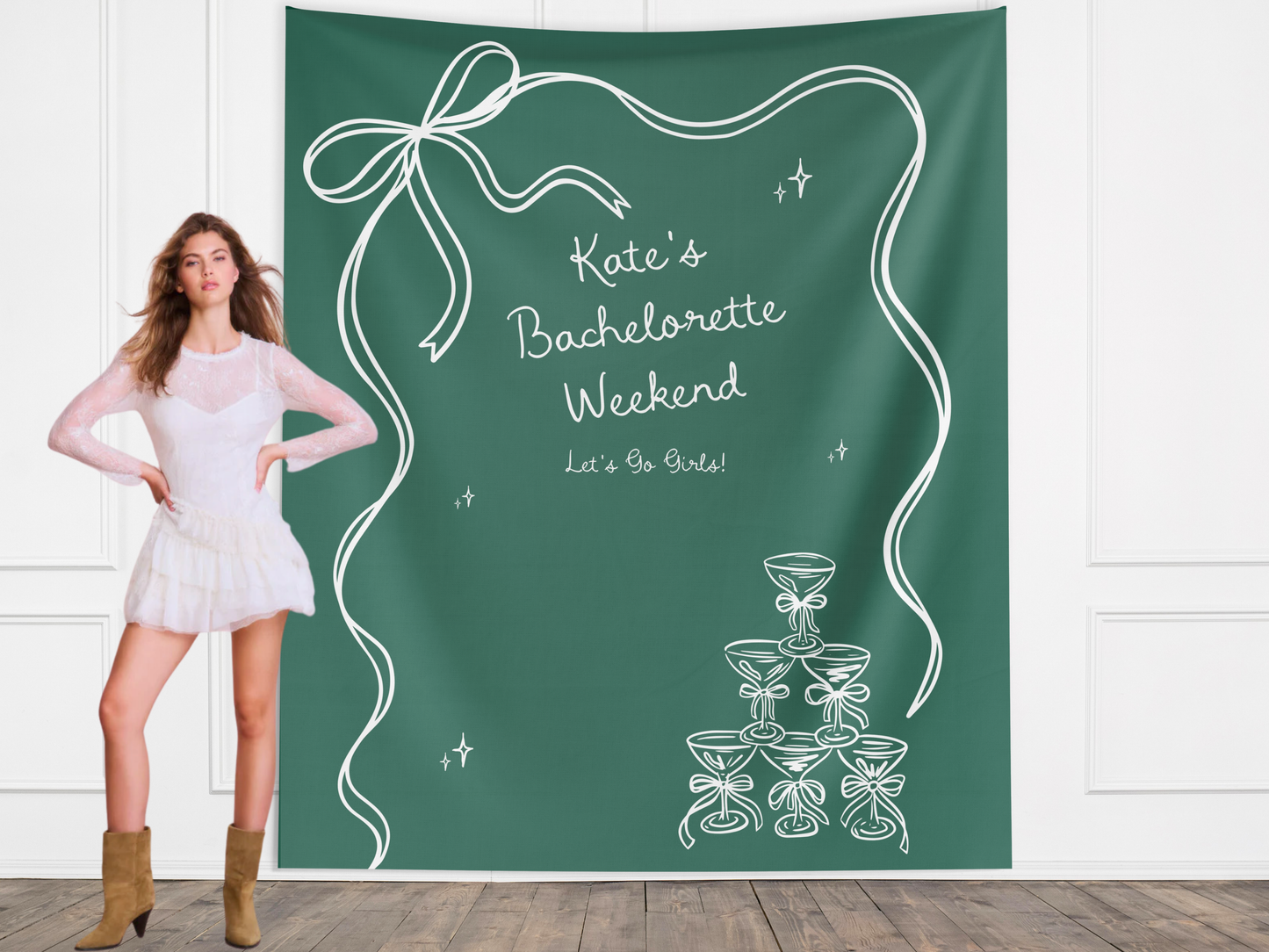 Bow & Champagne Custom Banner