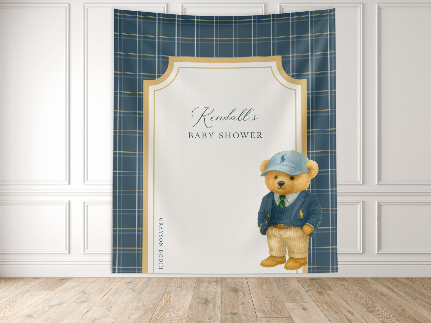 Preppy Teddy Bear Baby Shower Banner