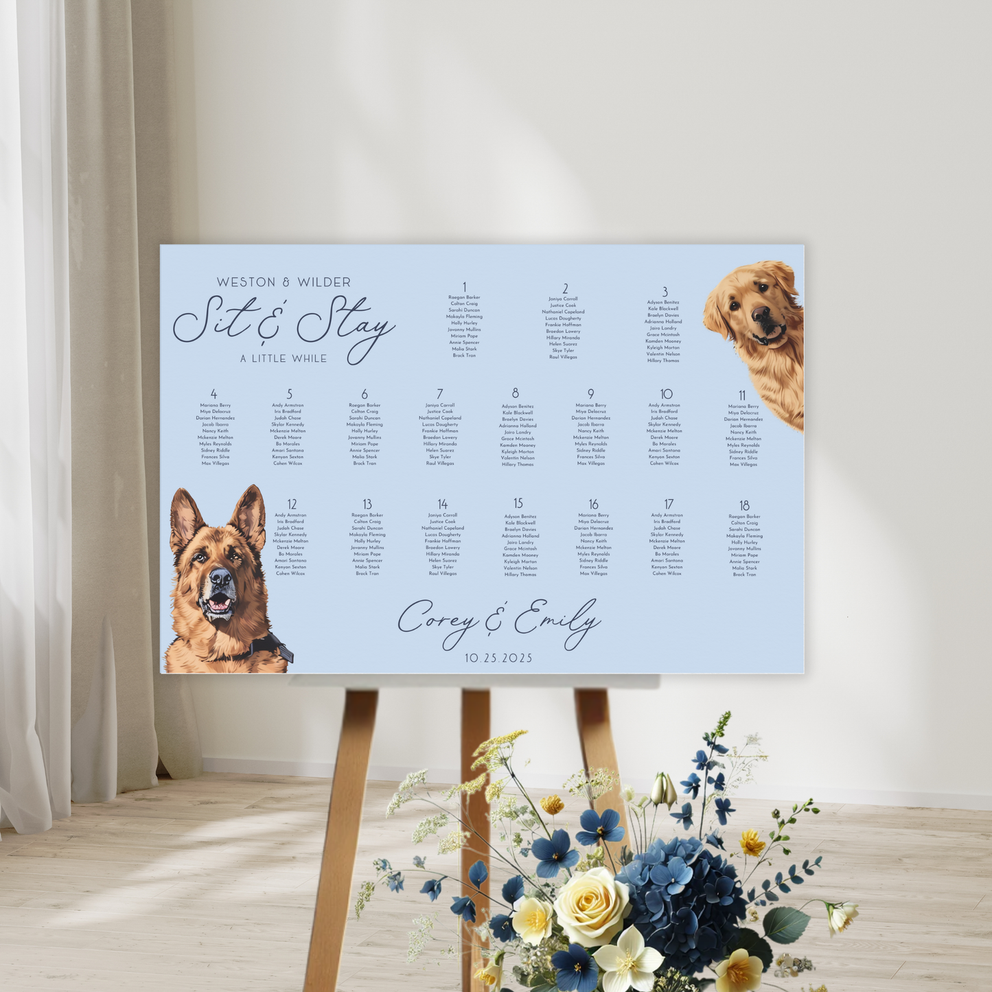 Fido Says Sit & Stay Dog Wedding Seating Chart