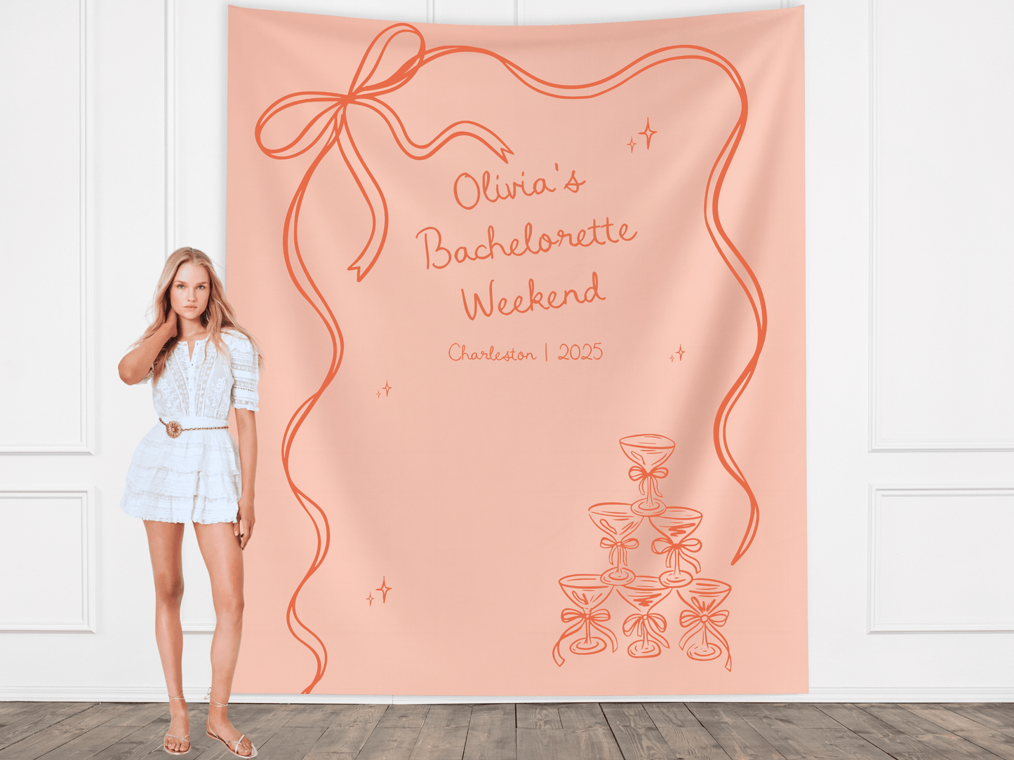 Bow & Champagne Custom Banner