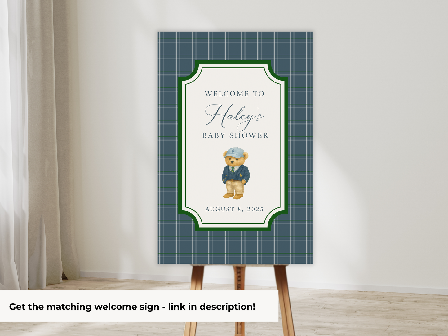 Preppy Teddy Bear Baby Shower Banner
