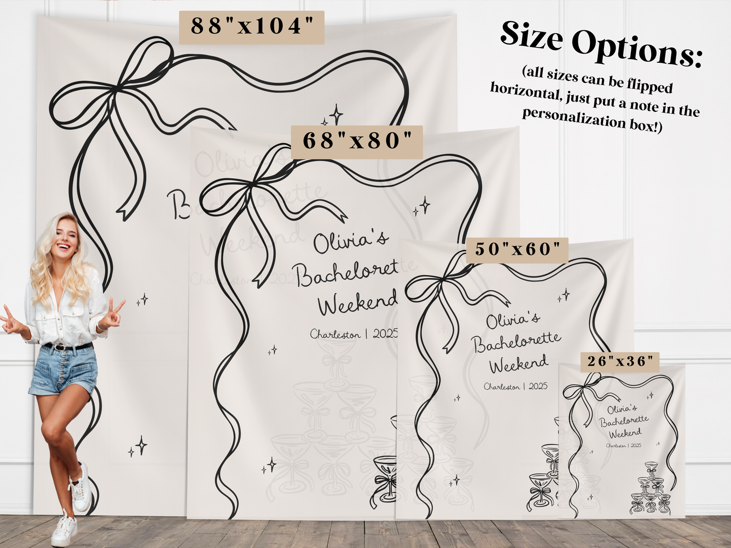 Bow & Champagne Custom Banner