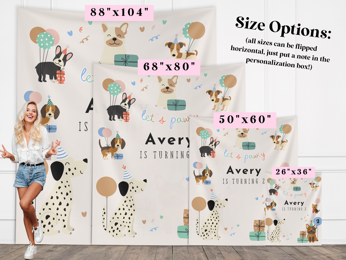 Puppy Pawty Birthday Custom Banner Backdrop