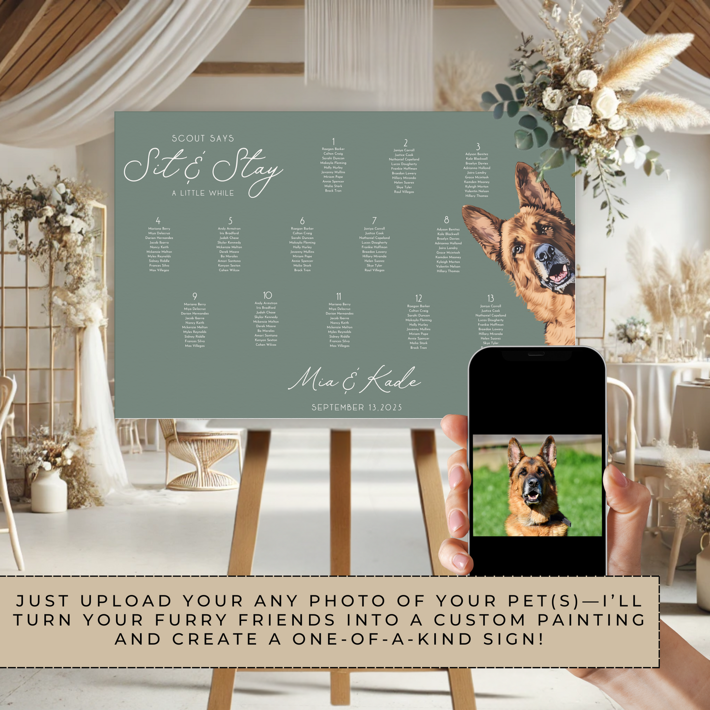 Fido Says Sit & Stay Dog Wedding Seating Chart