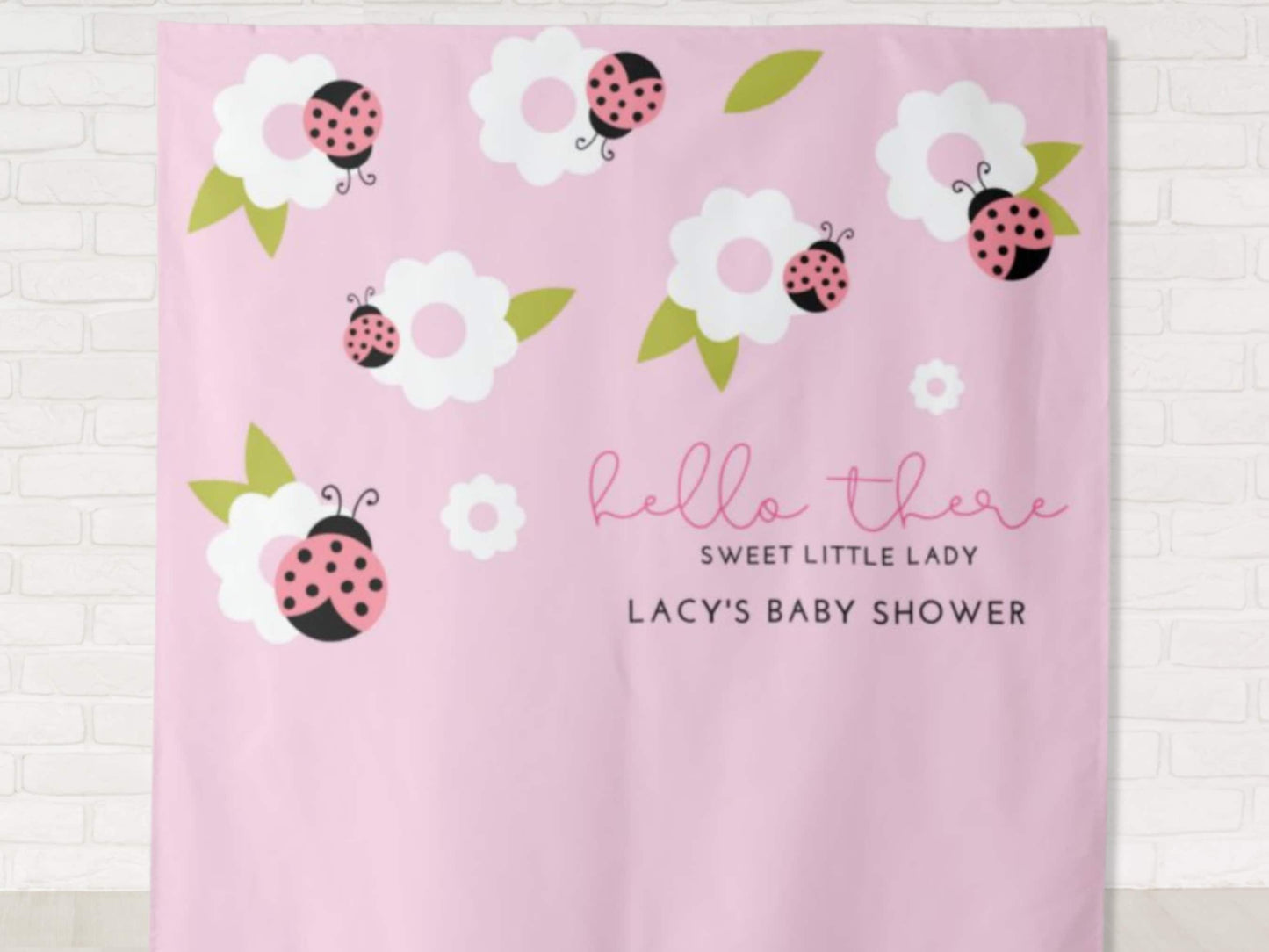 Little Ladybug Personalized Baby Shower Backdrop | Custom Sweet Little Lady Party Backdrop