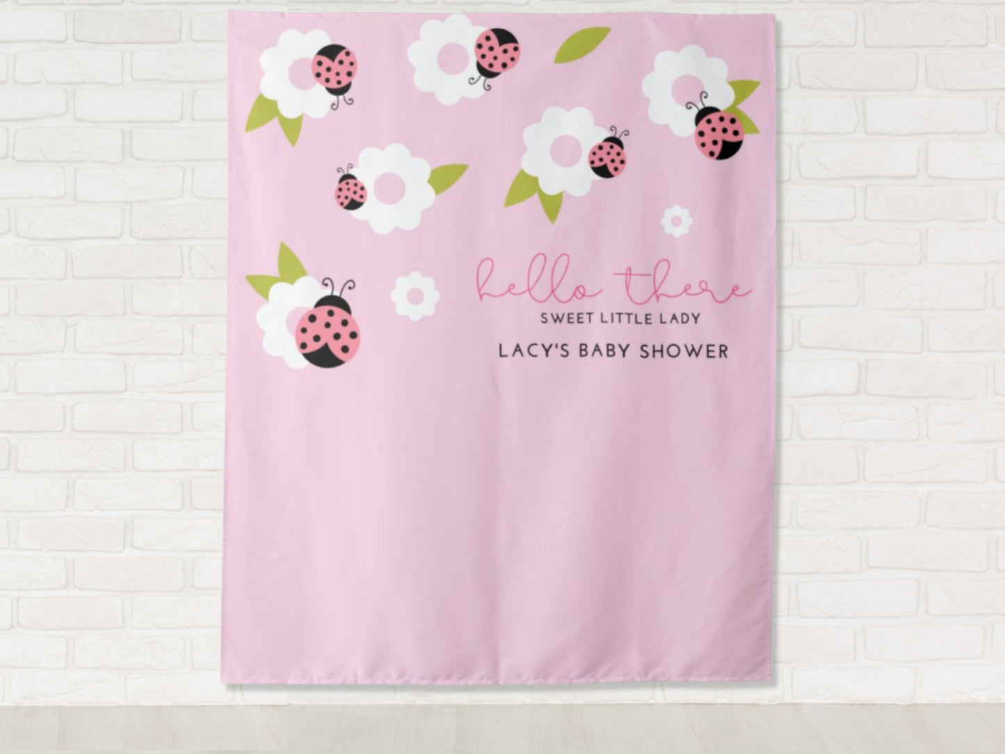 Little Ladybug Personalized Baby Shower Backdrop | Custom Sweet Little Lady Party Backdrop