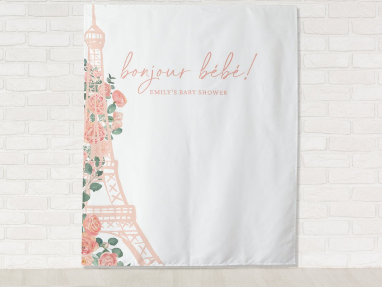 Bonjour Bebe Custom Shower Backdrop | Personalized Baby Shower Photo Booth