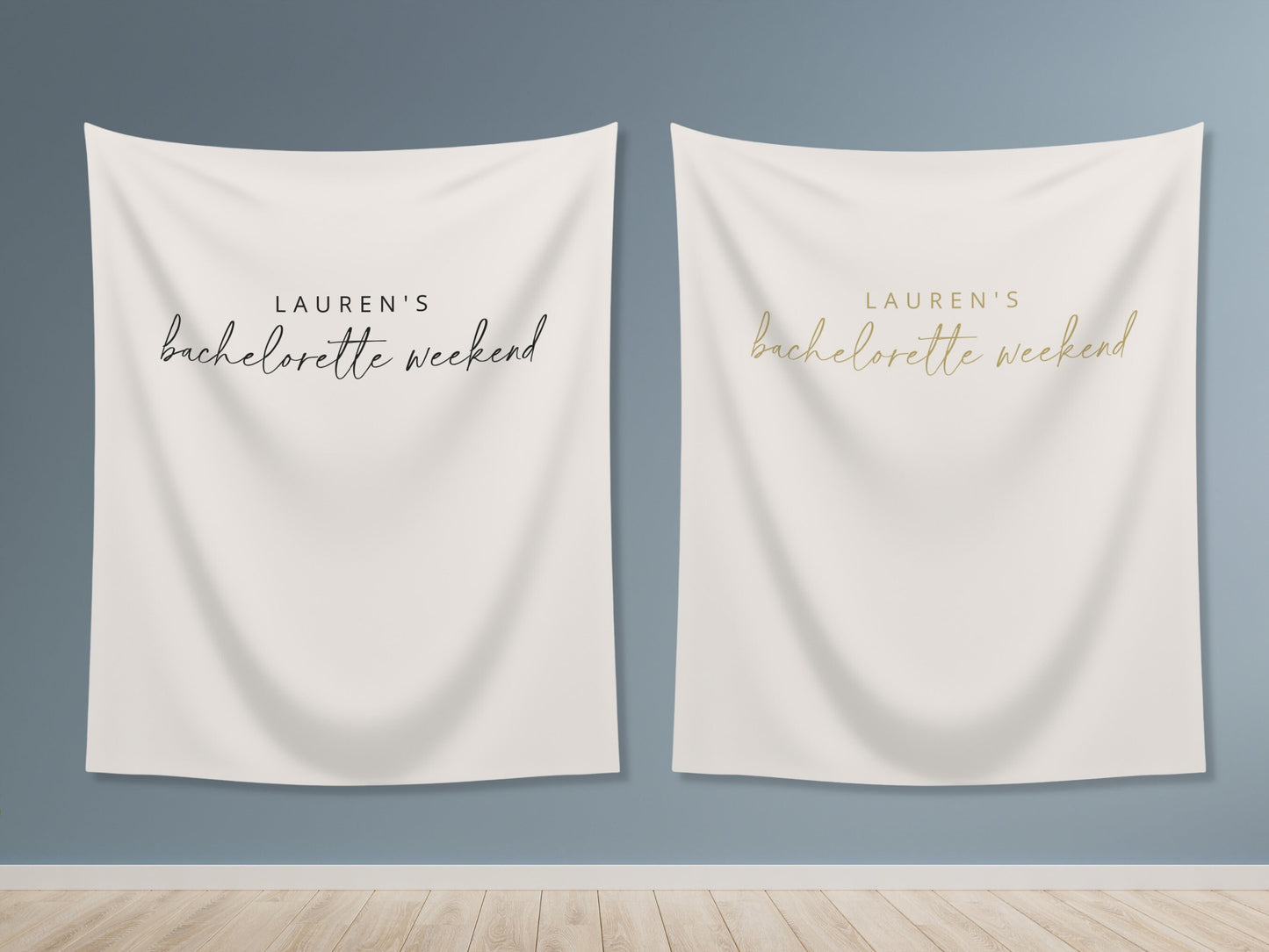 Simple Solid Text Backdrop | Custom Two Line Banner Script and Block | Bachelorette, Engagement, Bridal Shower, Baby Shower, Birthday Party