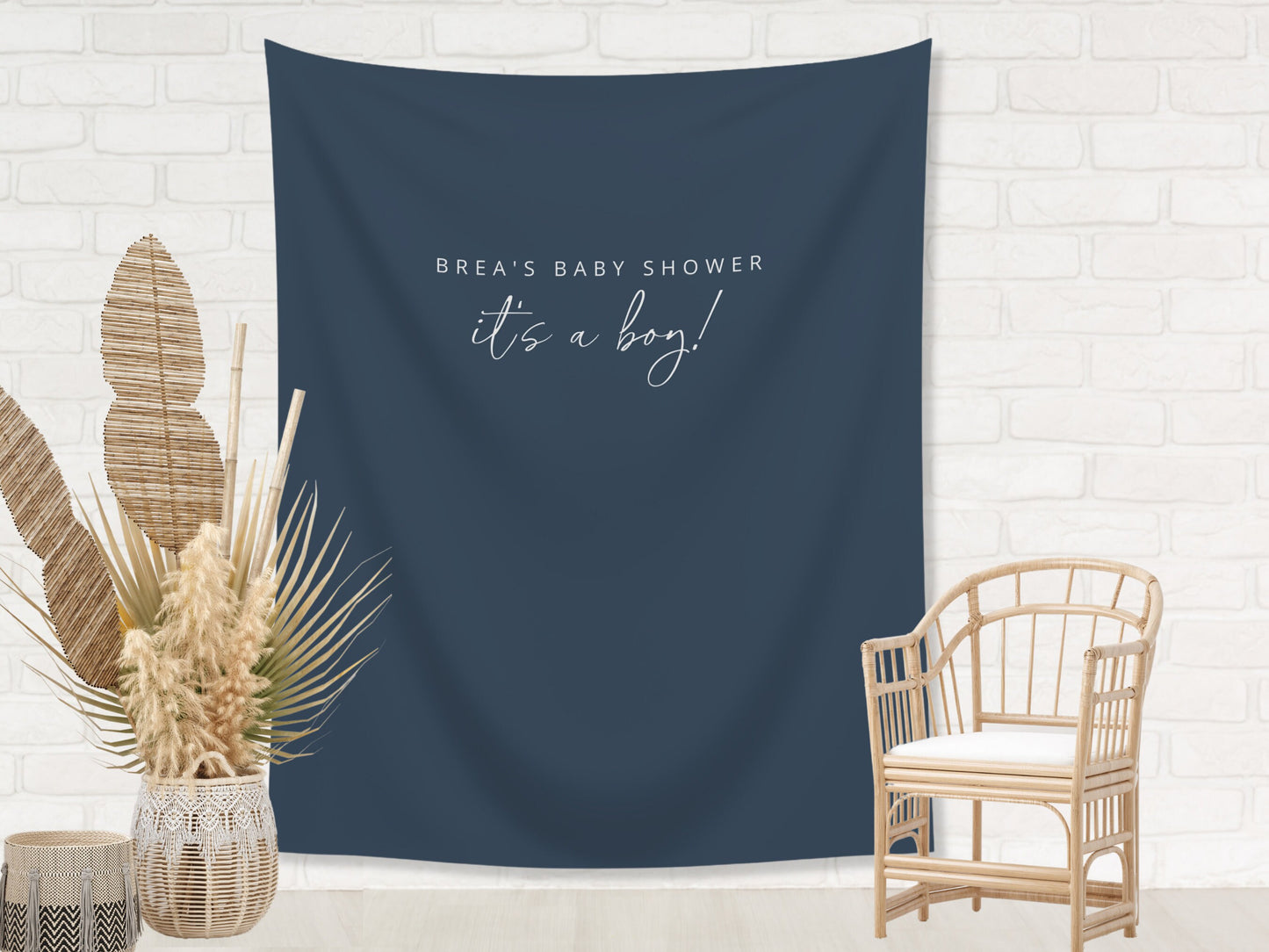 Simple Solid Text Backdrop | Custom Two Line Banner Script and Block | Bachelorette, Engagement, Bridal Shower, Baby Shower, Birthday Party
