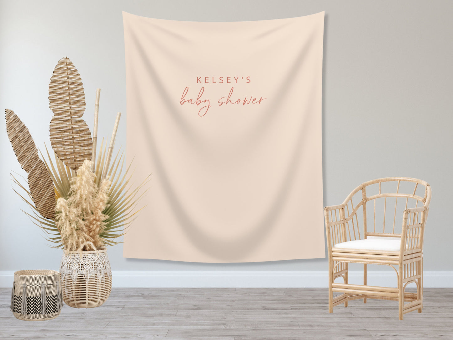 Simple Solid Text Backdrop | Custom Two Line Banner Script and Block | Bachelorette, Engagement, Bridal Shower, Baby Shower, Birthday Party