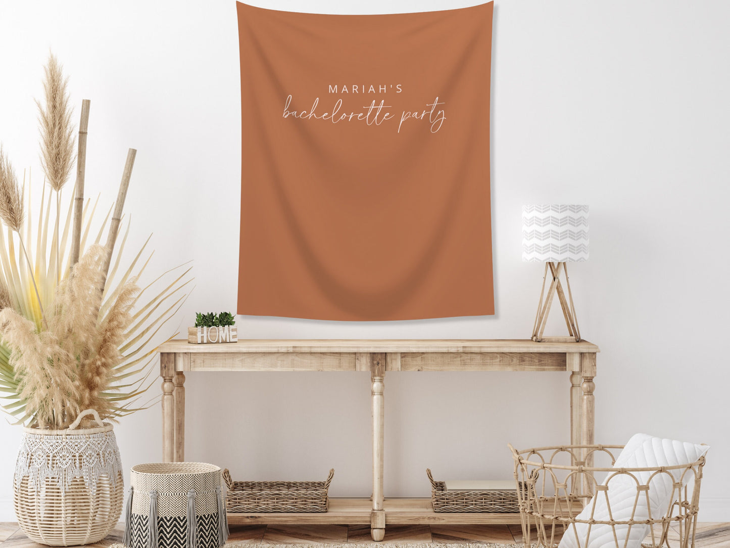 Simple Solid Text Backdrop | Custom Two Line Banner Script and Block | Bachelorette, Engagement, Bridal Shower, Baby Shower, Birthday Party