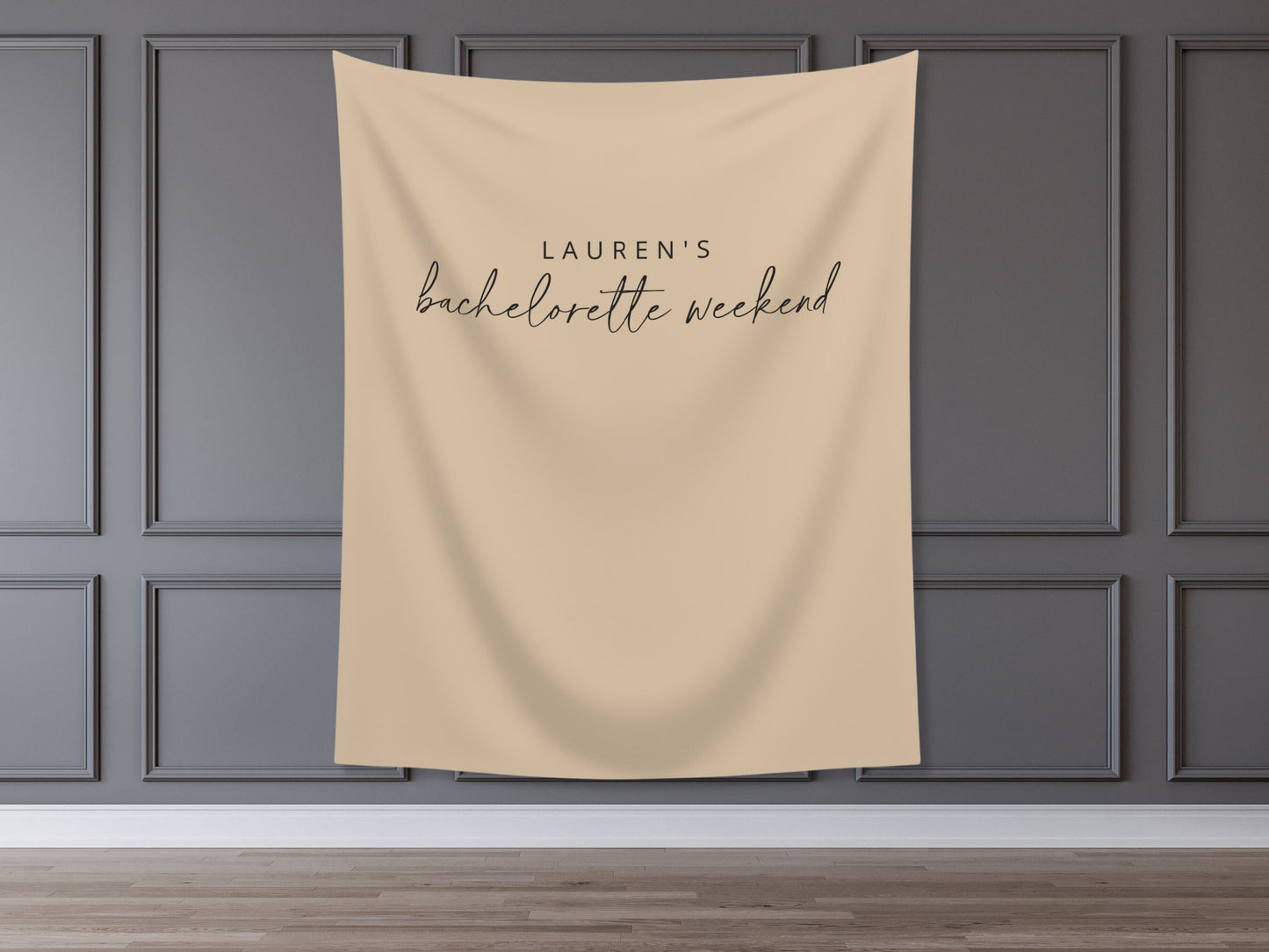 Simple Solid Text Backdrop | Custom Two Line Banner Script and Block | Bachelorette, Engagement, Bridal Shower, Baby Shower, Birthday Party