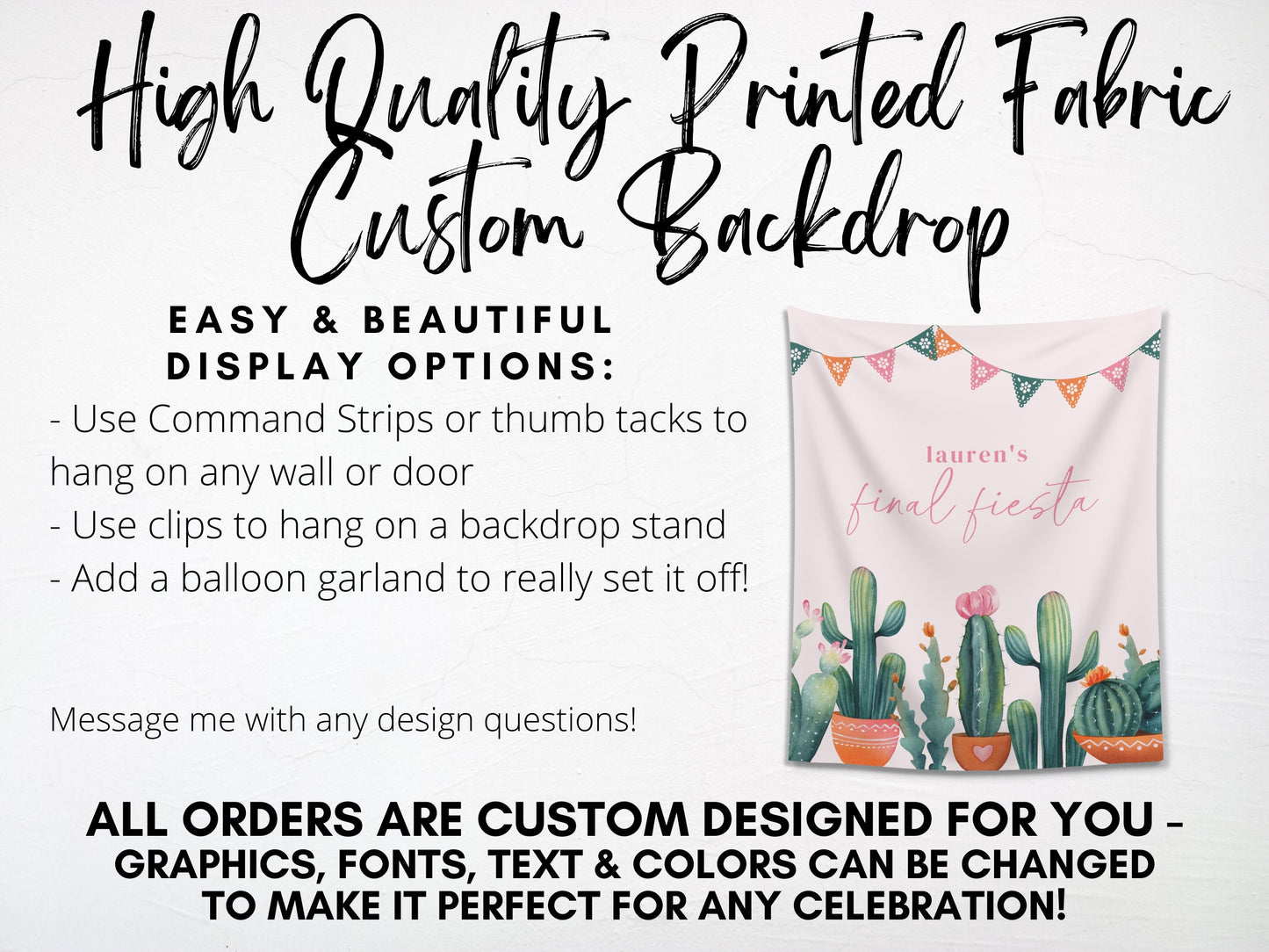 Boho Cactus Final Fiesta Bachelorette Custom Backdrop | Bachelorette Weekend Personalized Banner