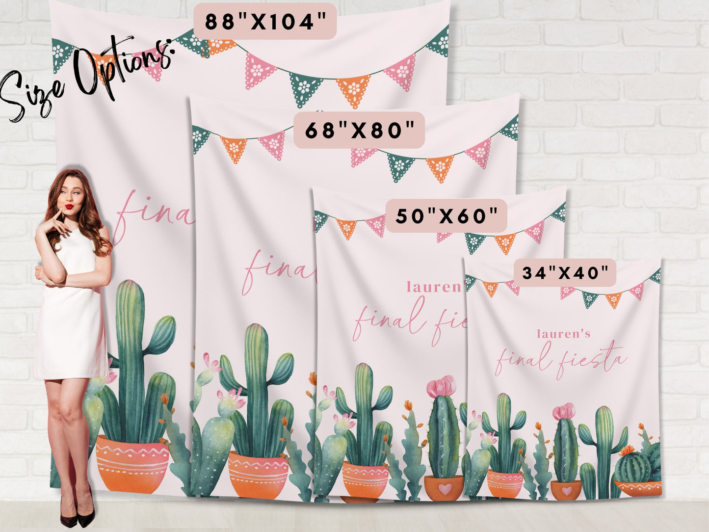Boho Cactus Final Fiesta Bachelorette Custom Backdrop | Bachelorette Weekend Personalized Banner