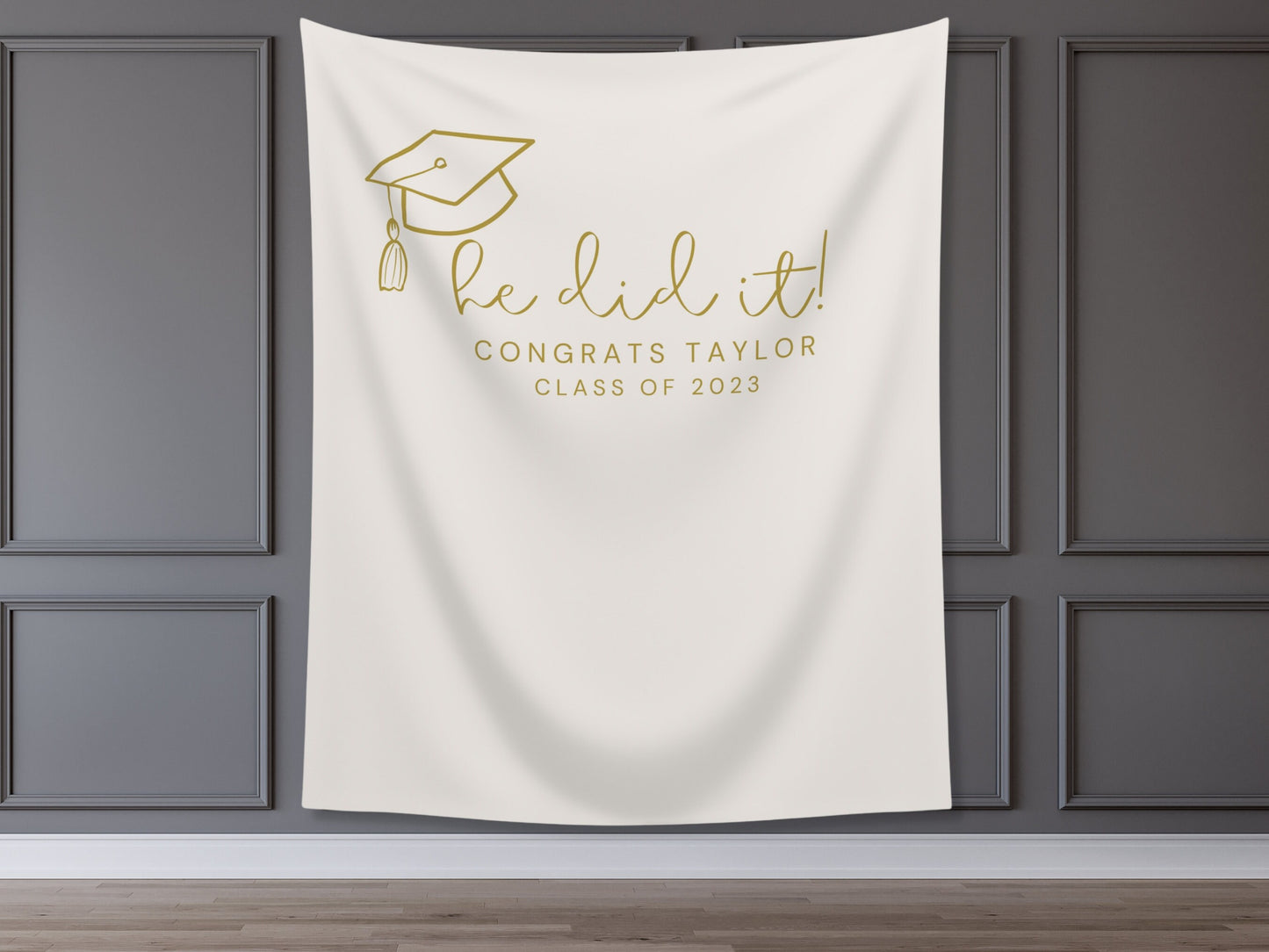 You Did It Class of 2025 Custom Text Graduation Backdrop | She Did It | He Did It Personalized School Colors Banner | Highschool or College
