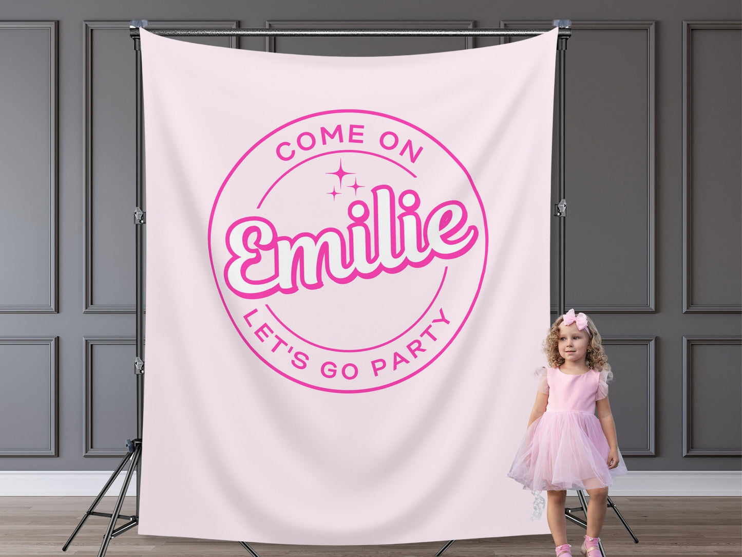 Come On Let's Go Party Customizable Birthday Backdrop | Pink Doll Party Personalized Banner | Let's Bachelorette Party | Girl Birthday Party