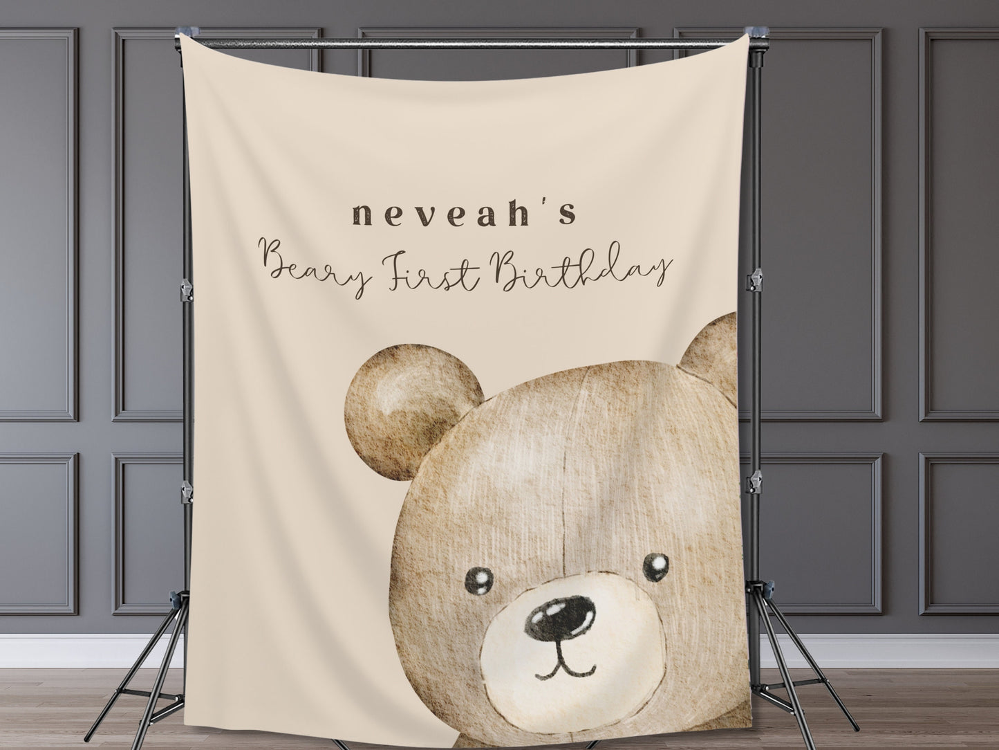 Beary First Birthday Party Customizable Banner | Bear-y 1st Birthday Boy | Teddy Bear Backdrop Décor | Bearly Wait Baby Shower Gender Reveal