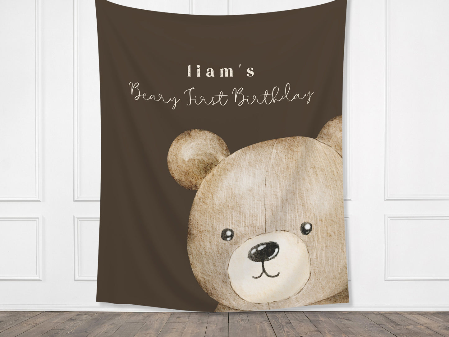 Beary First Birthday Party Customizable Banner | Bear-y 1st Birthday Boy | Teddy Bear Backdrop Décor | Bearly Wait Baby Shower Gender Reveal