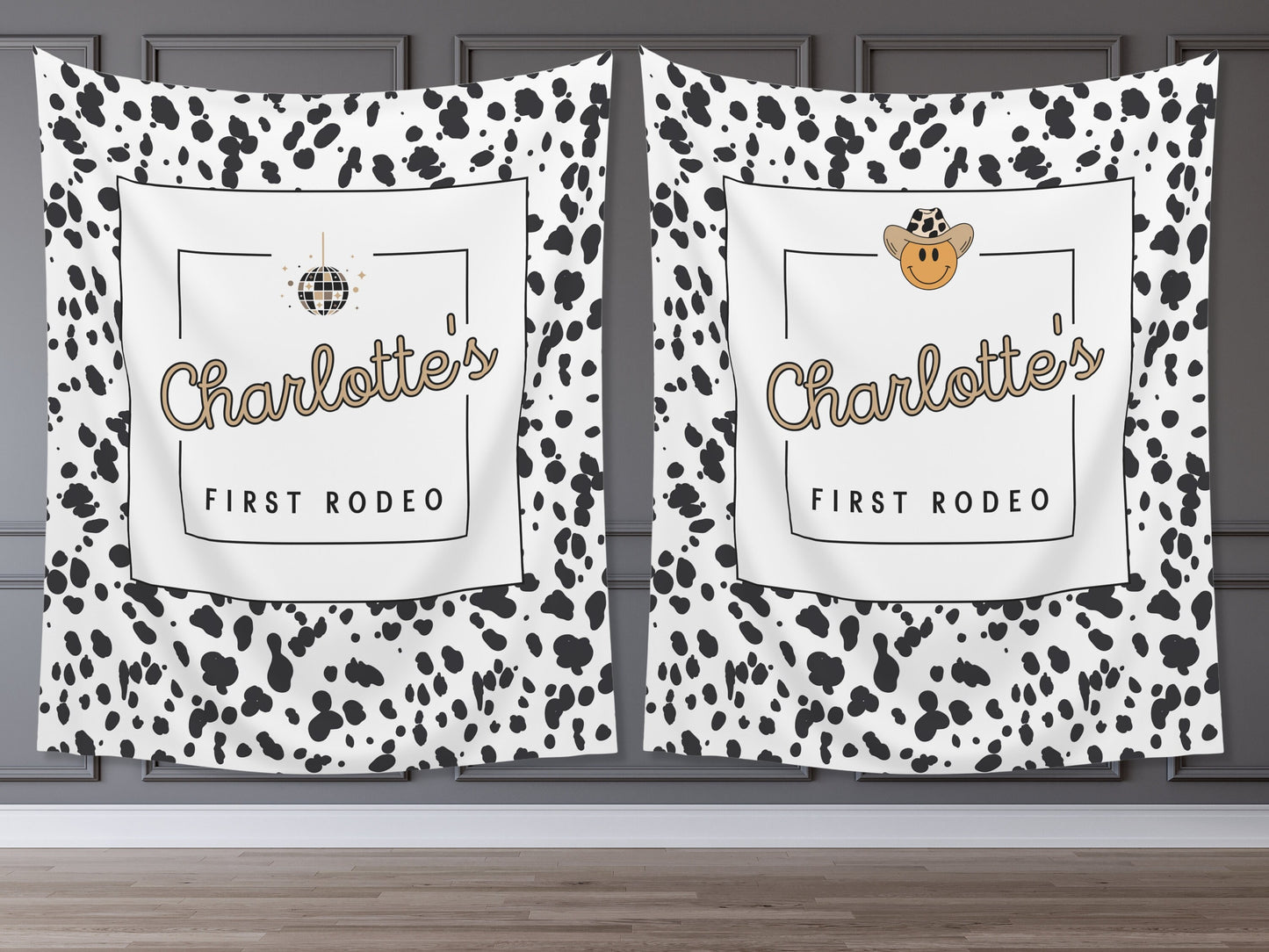 First Rodeo Customizable 1st Birthday Backdrop | Cow Print Custom Farm or Barn Party Banner