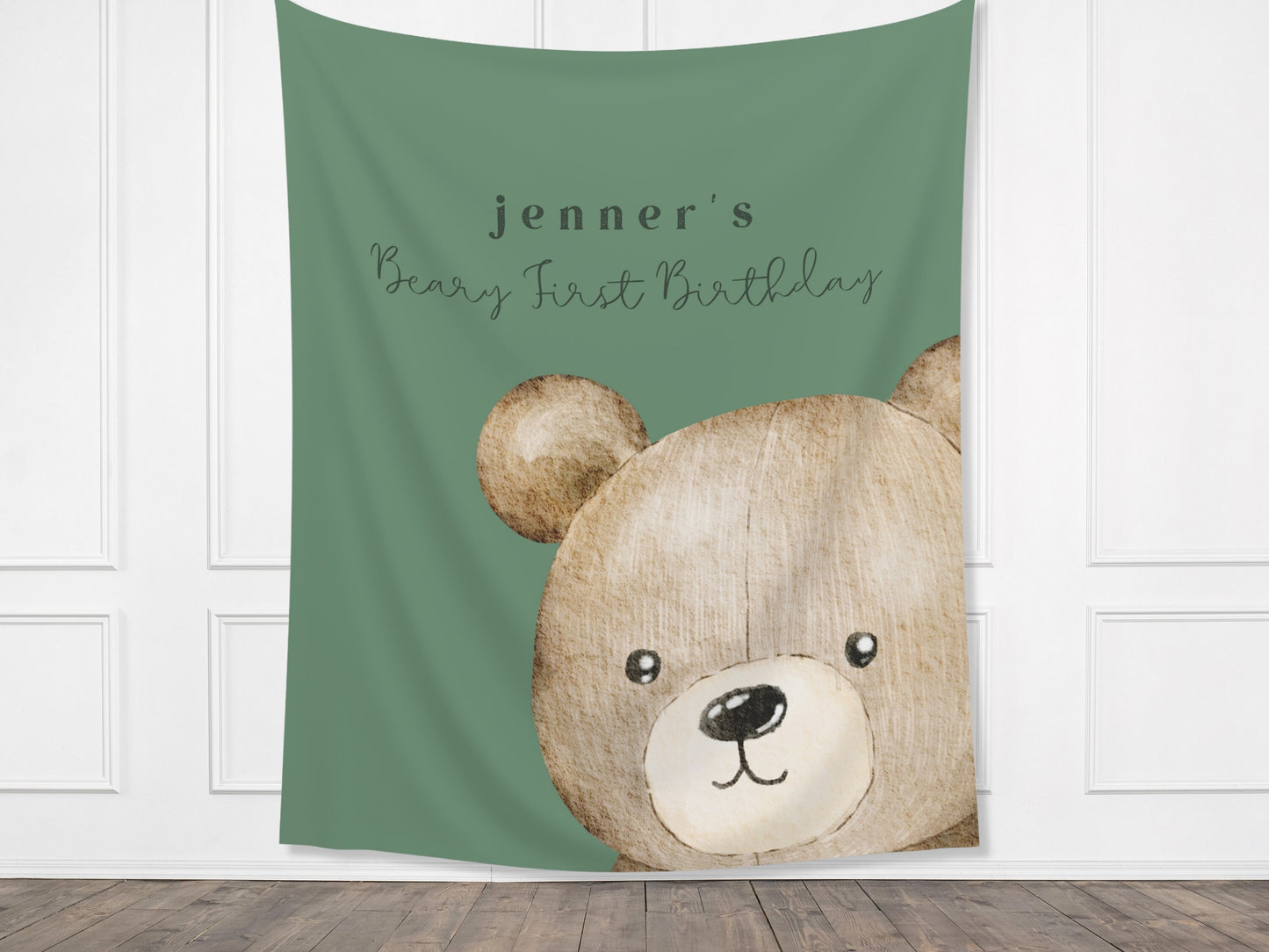 Beary First Birthday Party Customizable Banner | Bear-y 1st Birthday Boy | Teddy Bear Backdrop Décor | Bearly Wait Baby Shower Gender Reveal