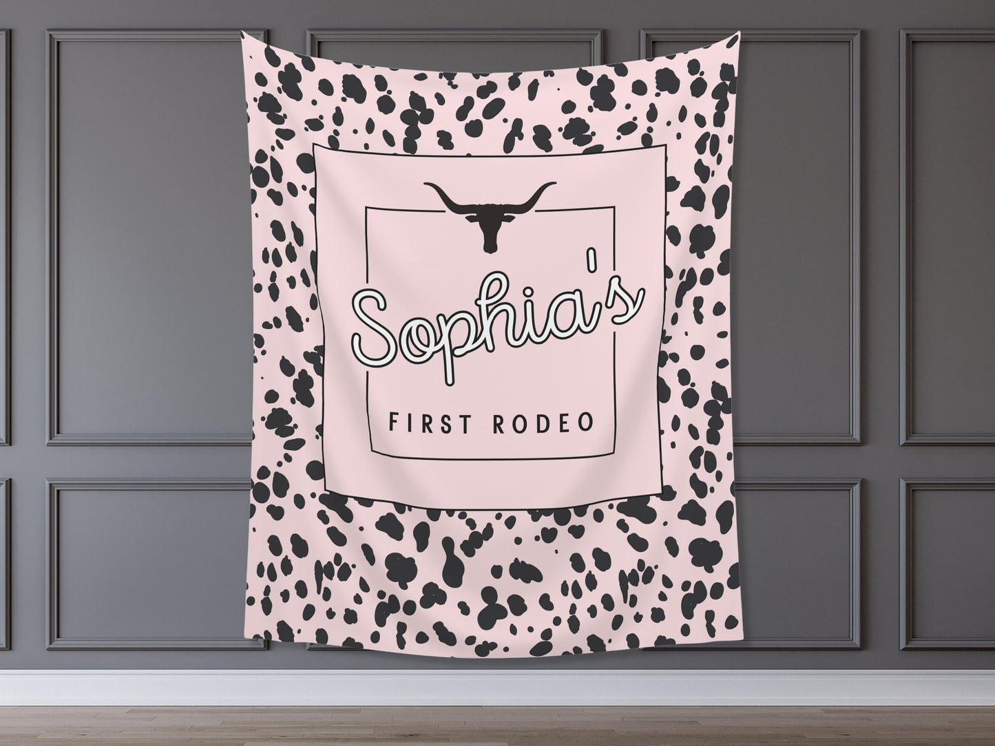 First Rodeo Customizable 1st Birthday Backdrop | Cow Print Custom Farm or Barn Party Banner