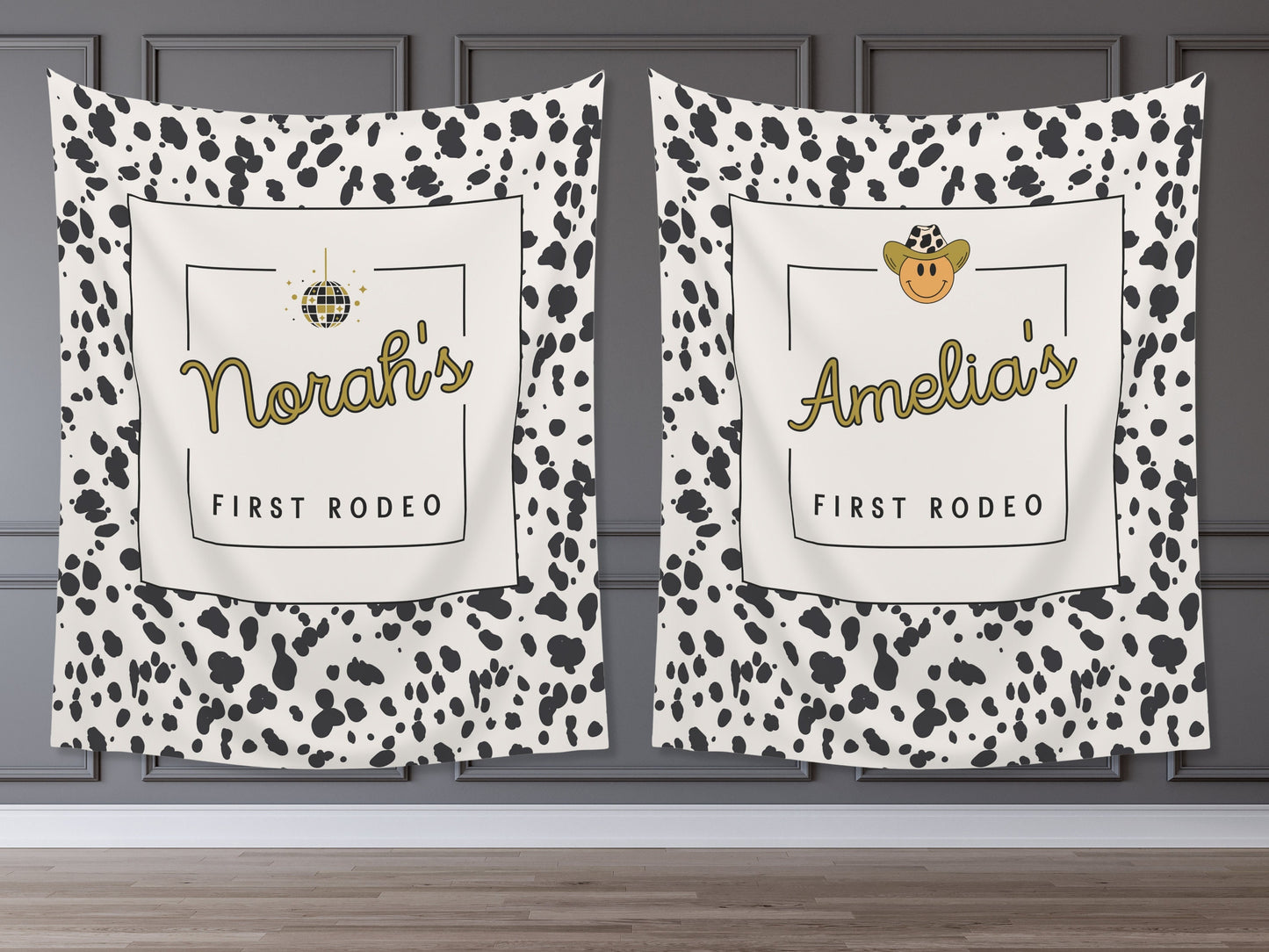 First Rodeo Customizable 1st Birthday Backdrop | Cow Print Custom Farm or Barn Party Banner