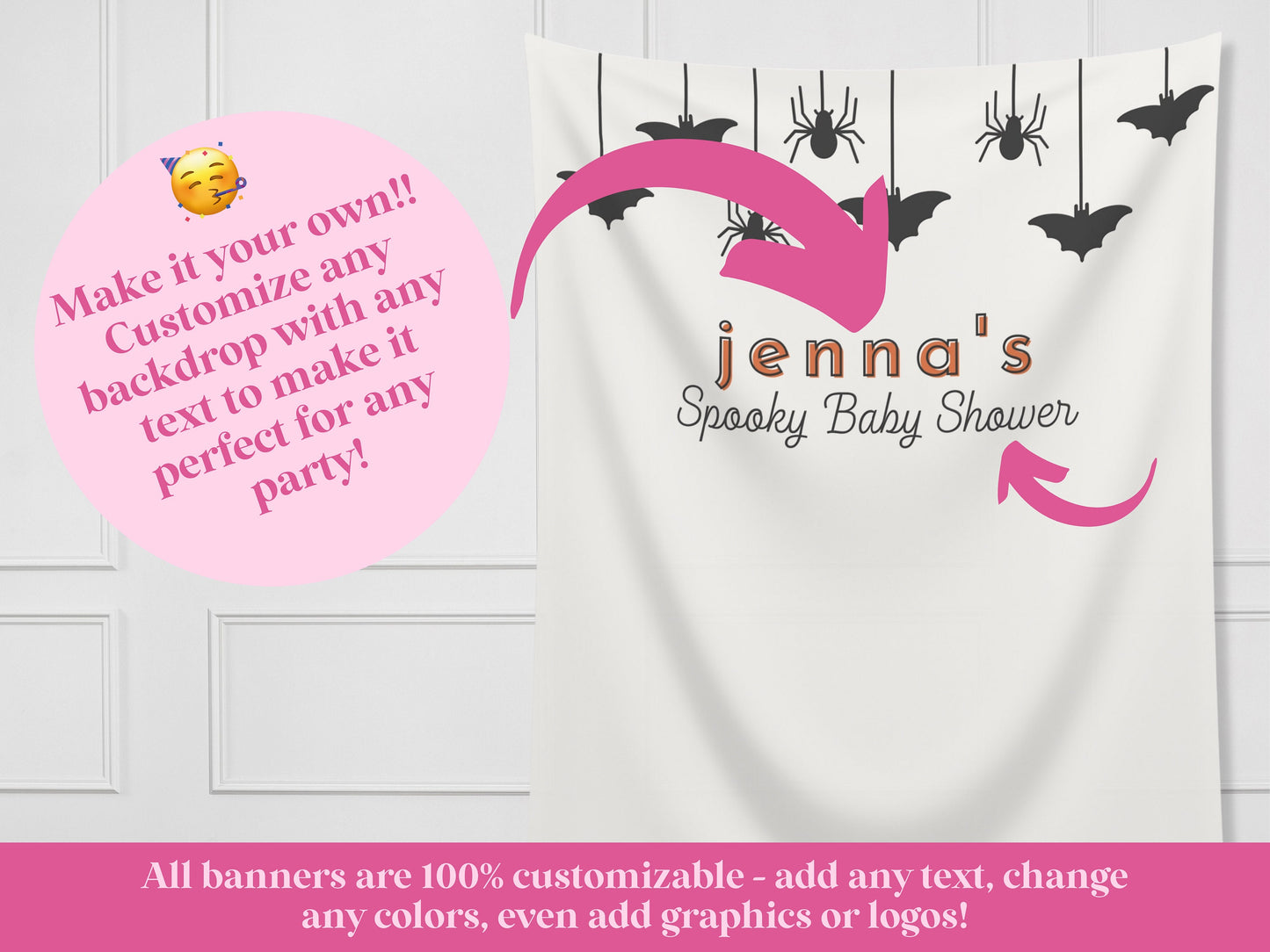 Completely Customizable Halloween Spooktacular Party Banner | Baby Shower, Birthday or Halloween Party Backdrop | Little Boo | Spooky One