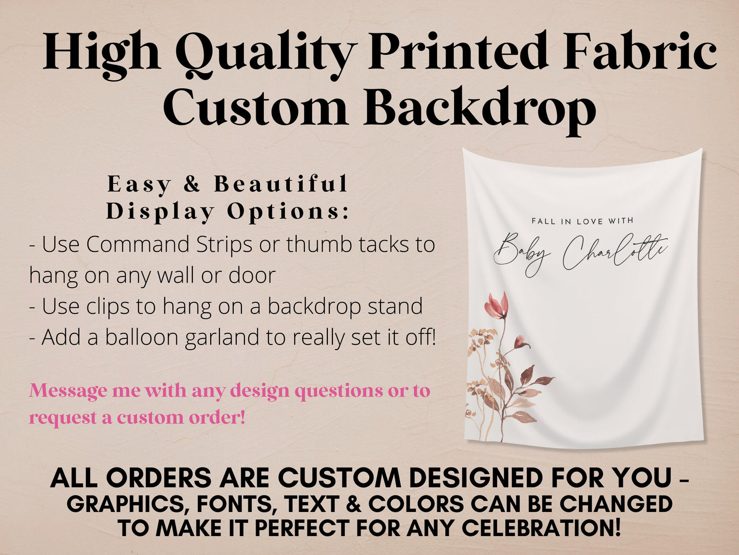 Falling in Love with Baby Fall Wildflower Custom Banner | Customizable Autumn Baby Shower Backdrop | 1st Birthday | Future Mrs Bridal Shower