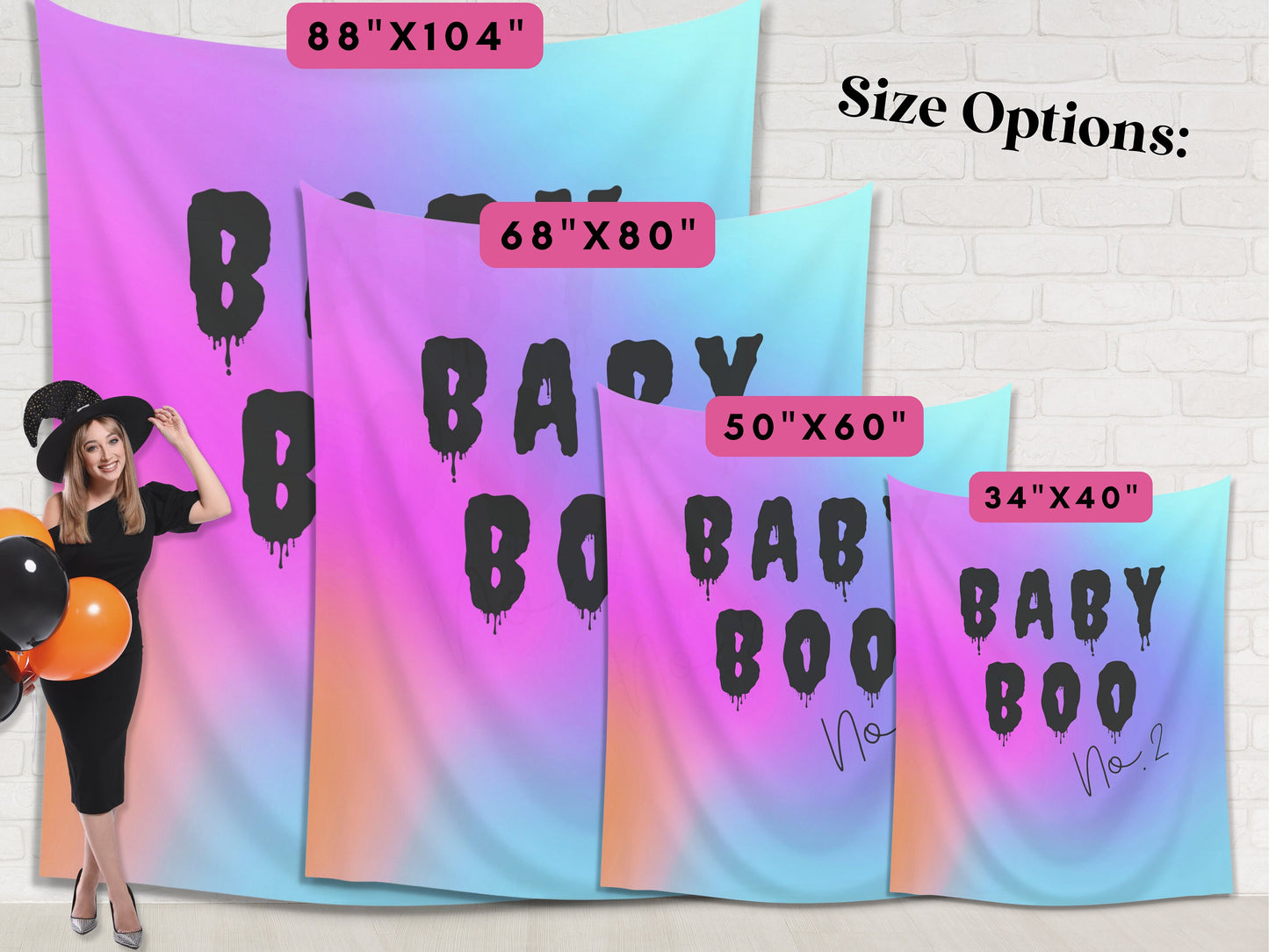 Baby Boo No. 2 Halloween Banner | Completely Customizable Reveal Party or Baby Shower | Personalized Halloween Photo Booth
