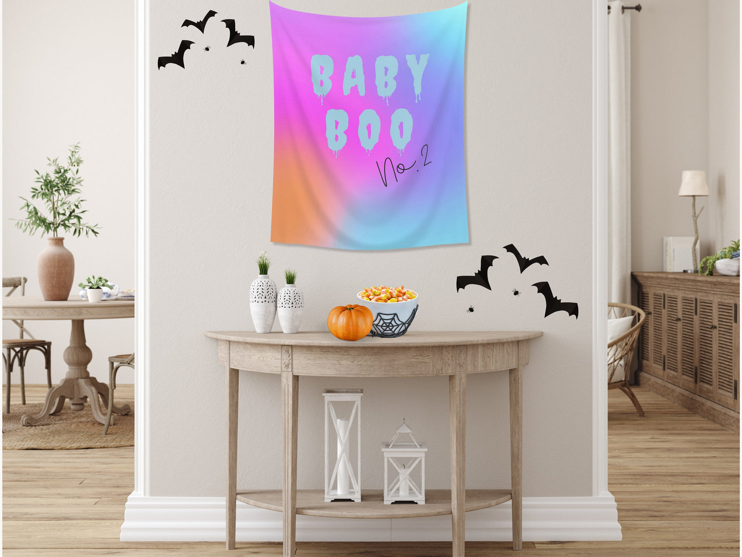 Baby Boo No. 2 Halloween Banner | Completely Customizable Reveal Party or Baby Shower | Personalized Halloween Photo Booth